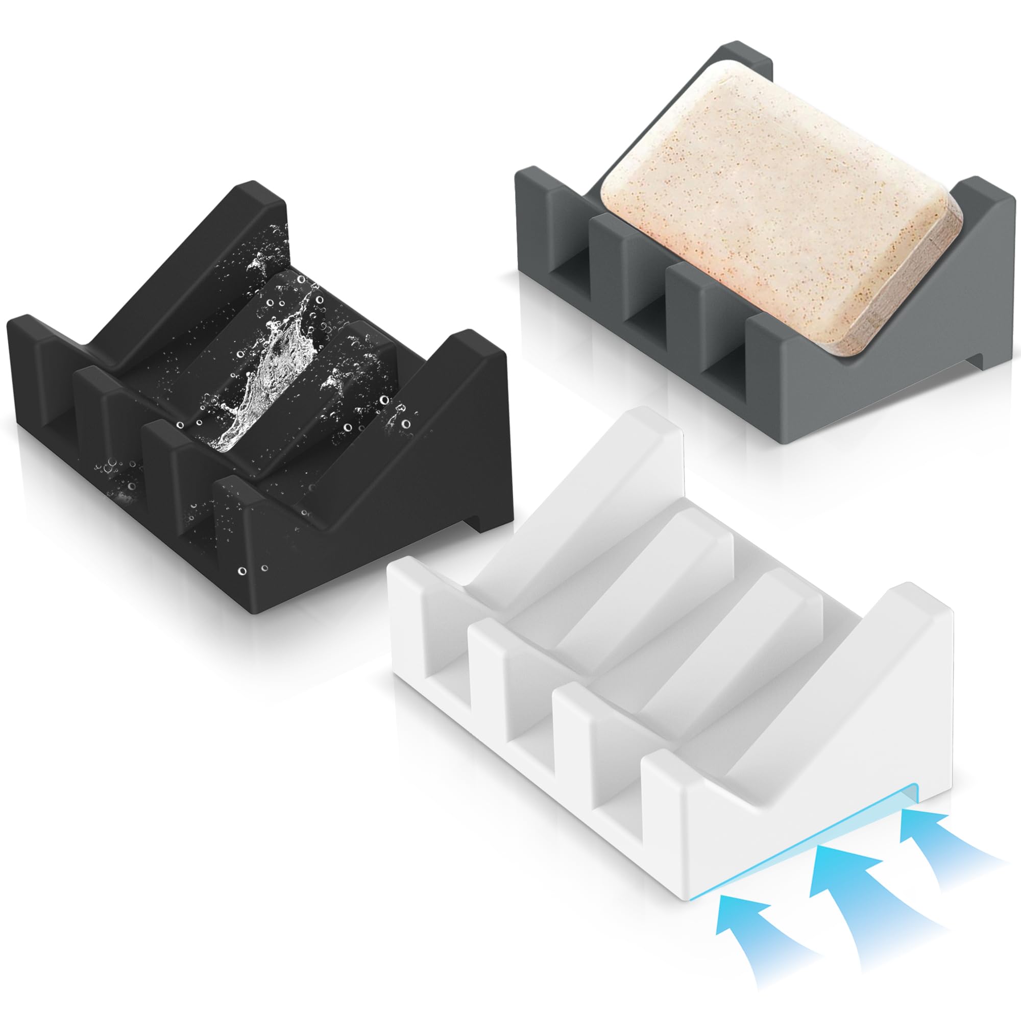 Silicone 3pcs Shower Soap Holder Bathtub Soap Dish Keeps Soap Bar Dry