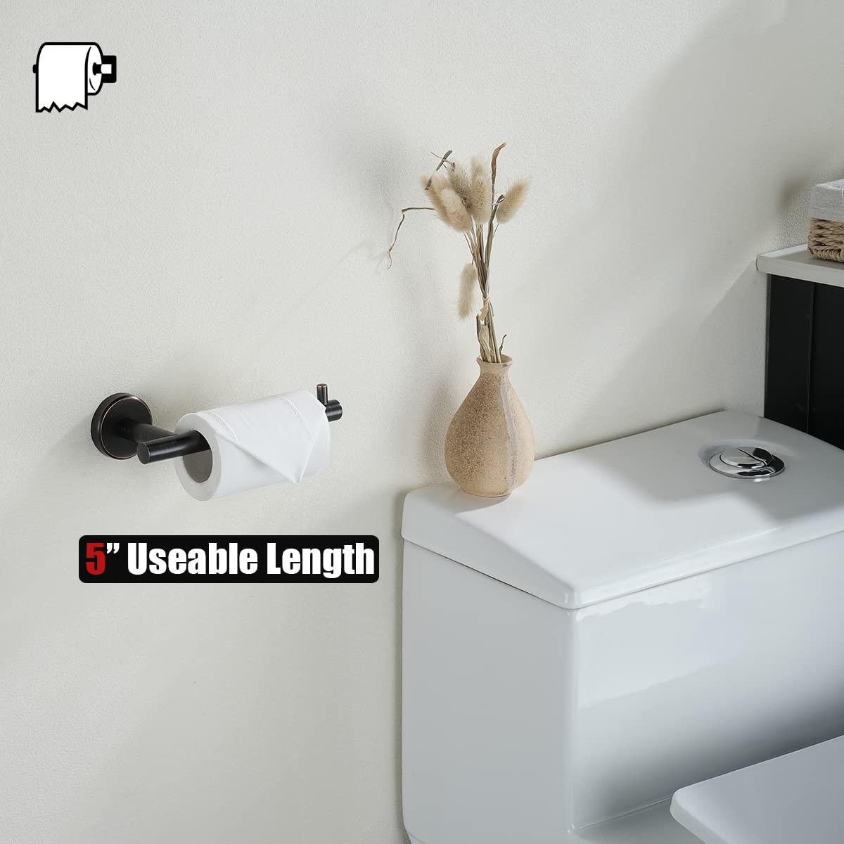 JQK Toilet Paper Holder Oil Rubbed Bronze  5 Inch 304 Stainless Steel Thick 0.8mm Tissue Paper Dispenser for Bathroom  Hold Mega Rolls Wall Mount  TPH100-ORB