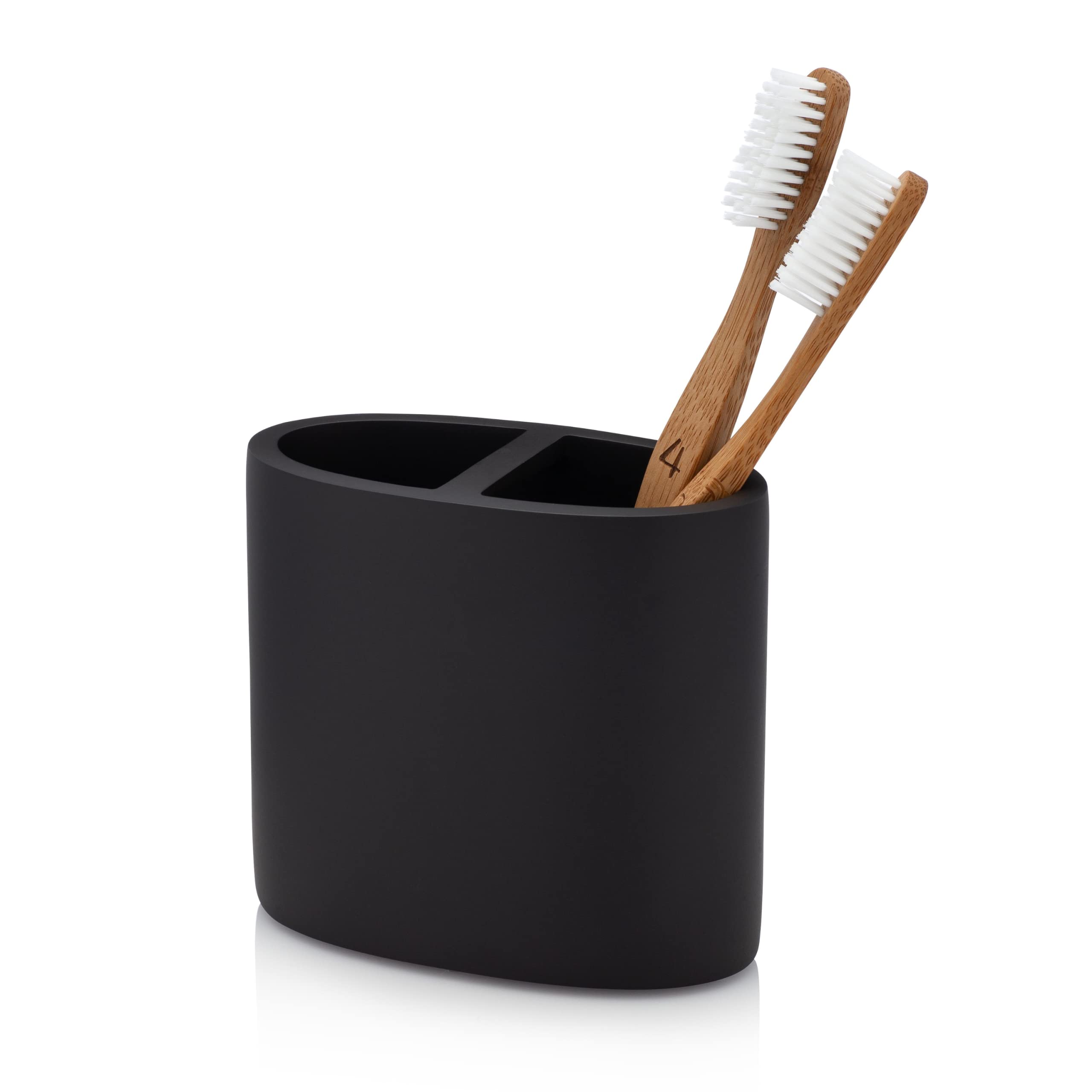Essentra Home Matte Black Toothbrush Holder For Vanity Countertops, Small Toothbrush Holder - Matte Black Collection