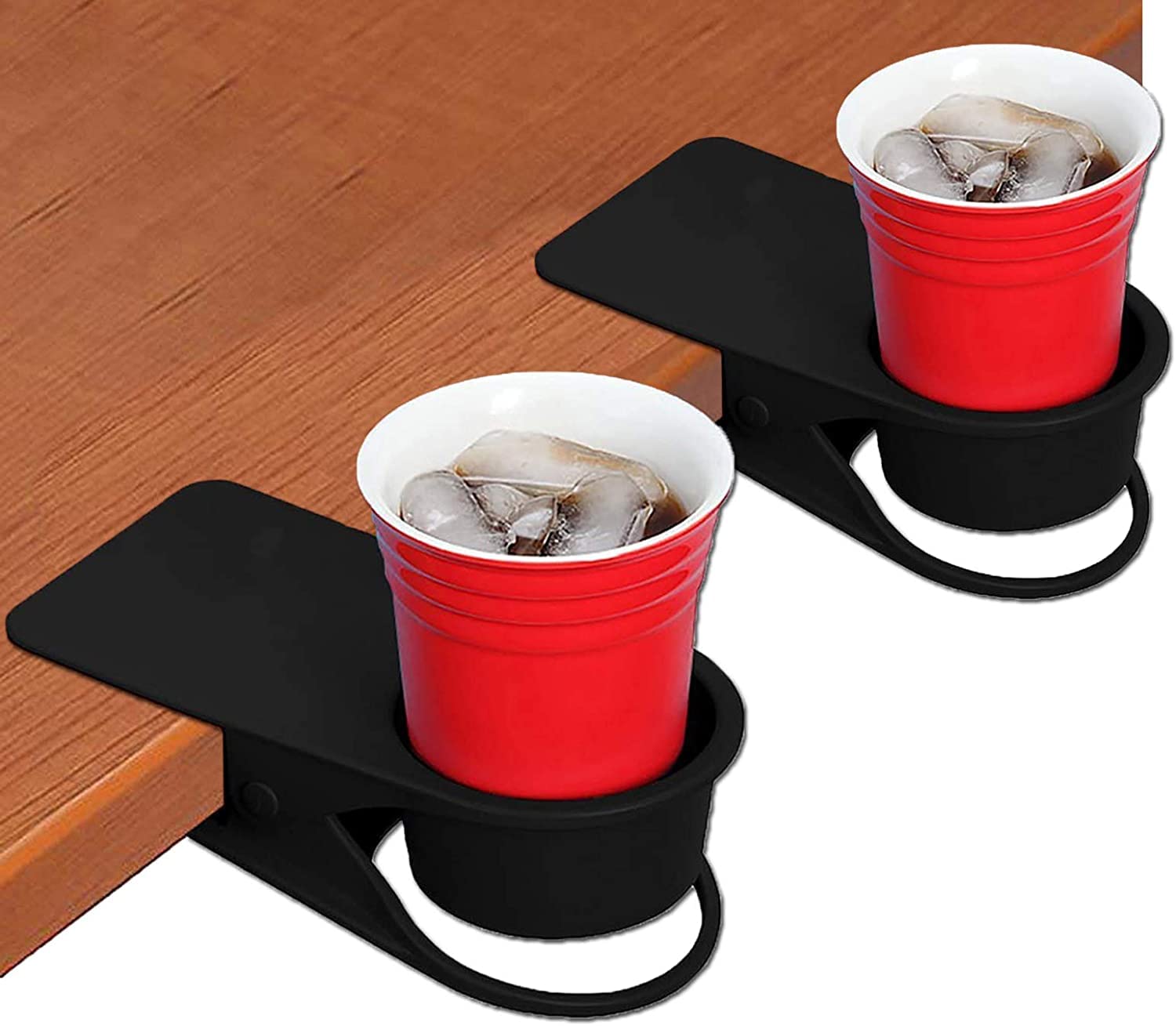 Kalolary 2 Pieces Drinking Cup Holder Clip, Desk Bottle Cup Stand Diy Glass Clamp Storage Saucer Cup Clip Water Coffee Mug Holde