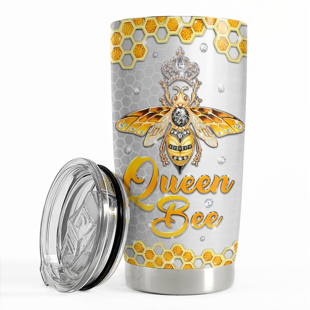 SANDJEST Bee Tumbler 20oz Jewelry Drawings Stainless Steel Insulated Tumblers Gifts for Women Girls Coffee Travel Mug Cup Gift f