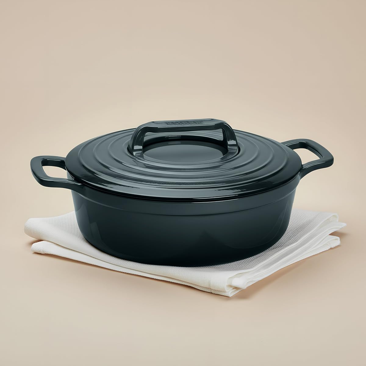 Ember Cookware Ti-Enamel Cast Iron Casserole 26 Cm | Non Stick Induction Cookware | 10 Year Warranty | Kadhai | Dutch Oven | Cas