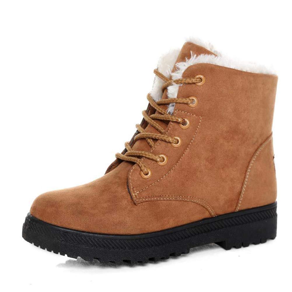 Harence Winter Snow Boots For Women Comfortable Outdoor Anti-Slip Ankle Boots Suede Warm Fur Lined Booties Lace Up Flat Platform