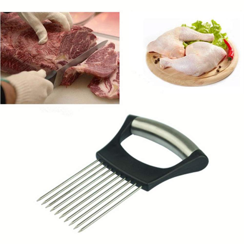 Hovico Stainless Steel Onion Holder Fruits Veg Meat Tomato Cutter Slicer Peeler Chopper,Stainless Steel Cutting Kitchen Gadget