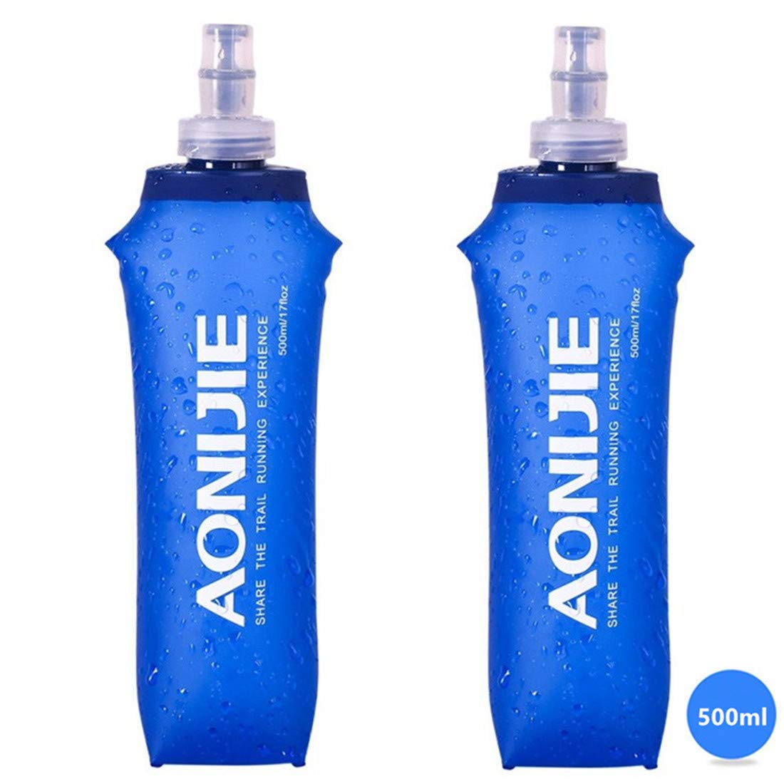 Aonijie 2 Pack Soft Water Bottle, Tpu Collapsible Flask Foldable Bottles For Hydration Pack, Bpa-Free, For Running Hiking Cyclin
