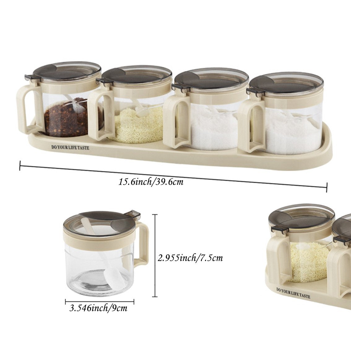 Tenta Tenta Kitchen Gourmet Seasoning Box With Serving Spoons, Spice Jar Set Condiment Cruet Bottle, Kitchen Supplies,Nice Desig