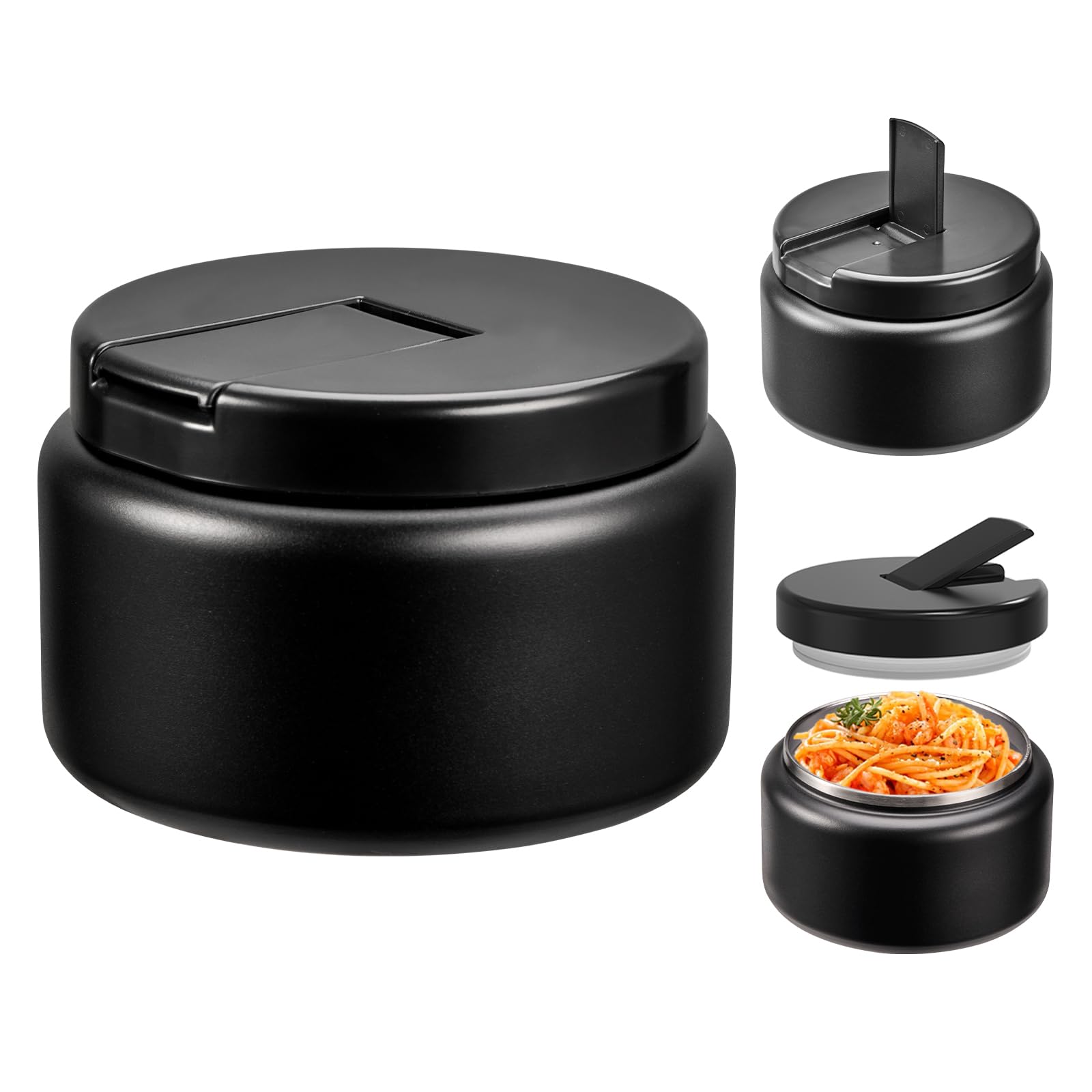 Reeple 13.5oz Kids Jar for Hot Food, Insulated Vacuum Food Jar with Buckle Lid, Stainless Steel Wide Mouth Leak Proof Insulated 
