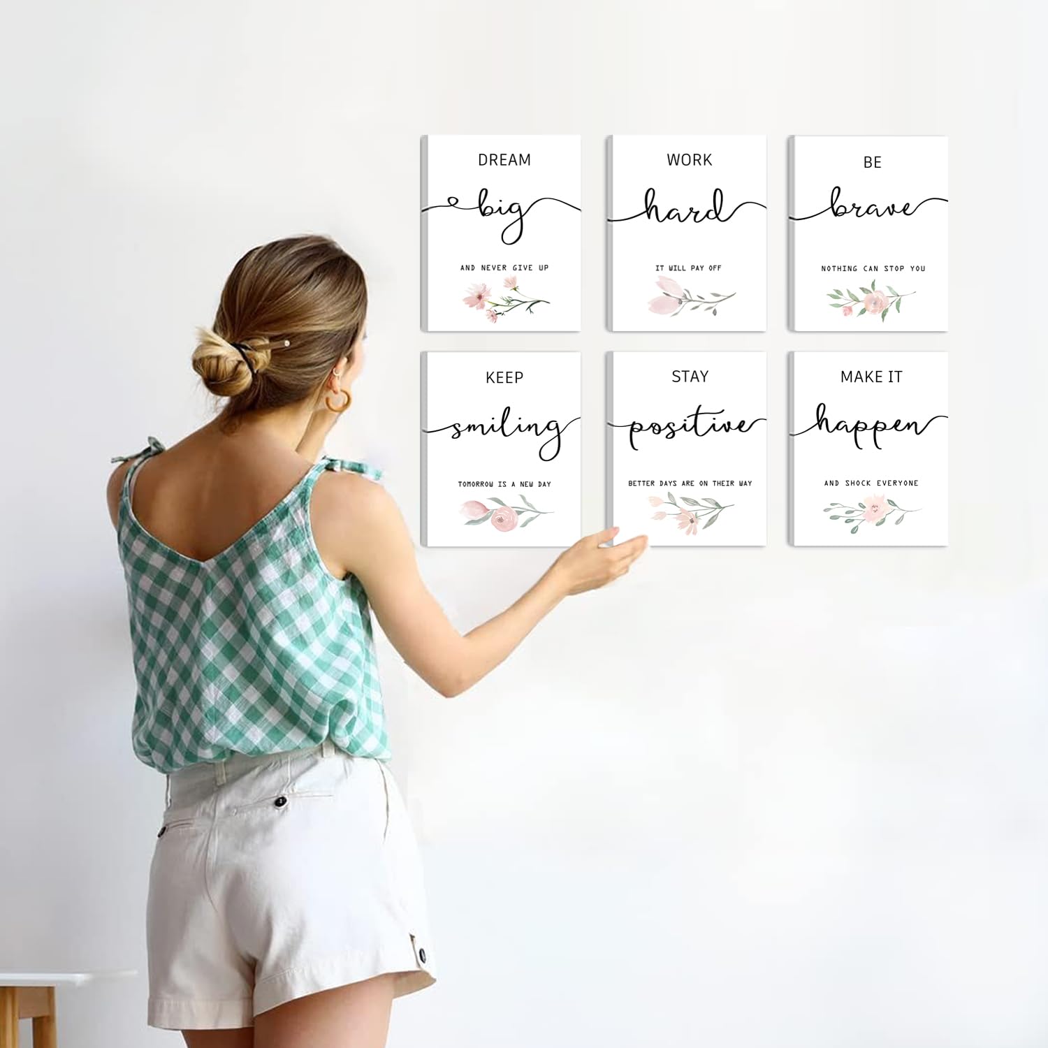 Inspirational Wall Art For Bedroom, Motivational Office Wall Art Decor, Framed Canvas Wall Art For Women, Girls, Positive Affirm