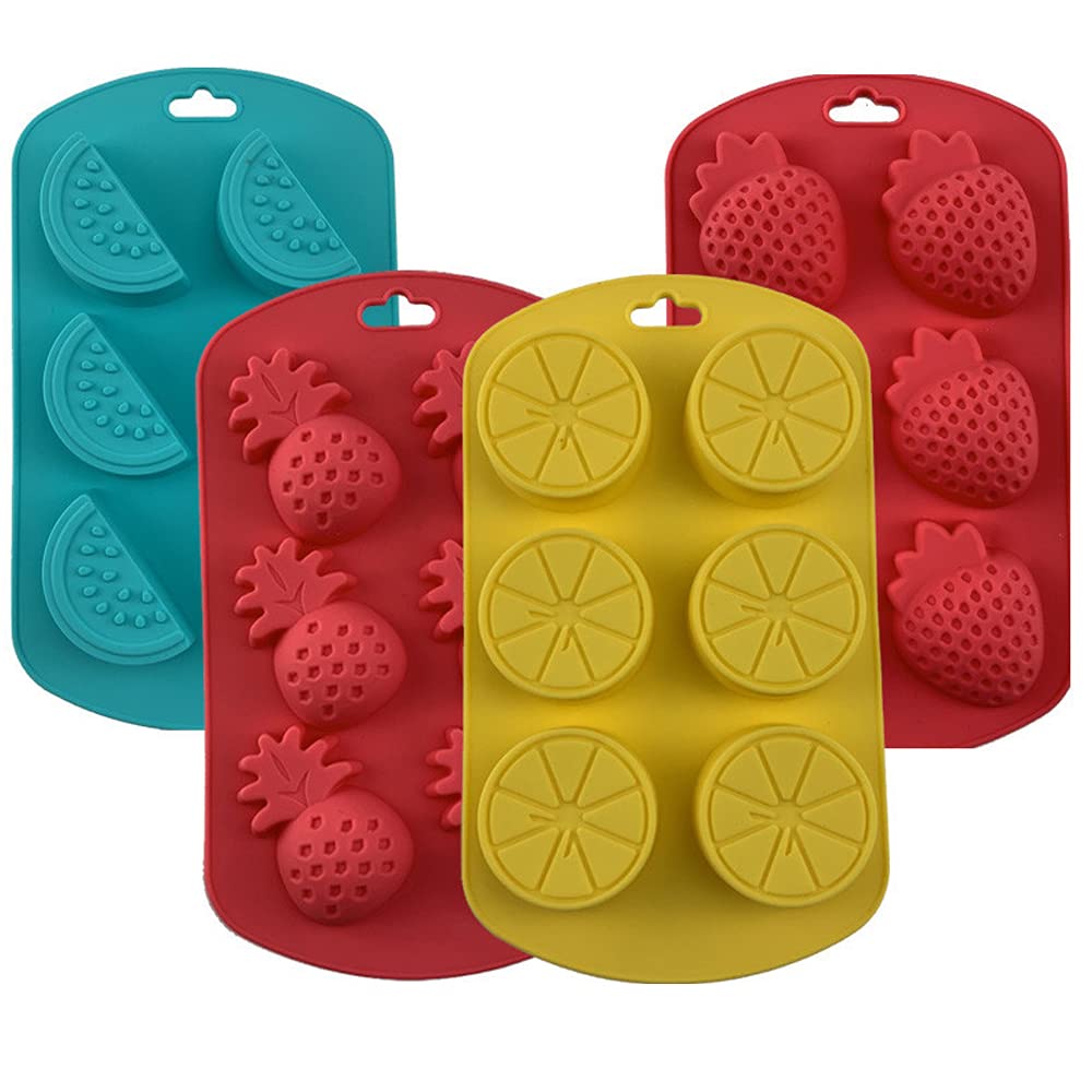 Cestony 4 Pieces 3D Fruit Shaped Silicone Molds Pineapple Orange Watermelon Strawberry Used For Diy Cake Biscuit Soap Sugar Pudd