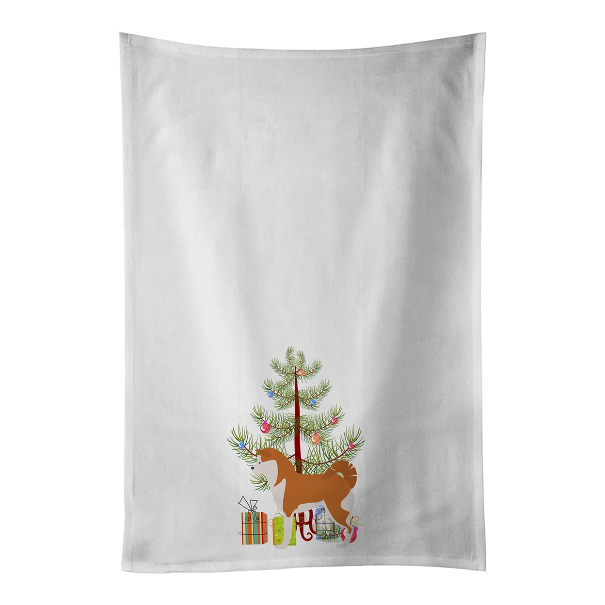 Akita Merry Christmas Tree White Kitchen Towel Set of 2