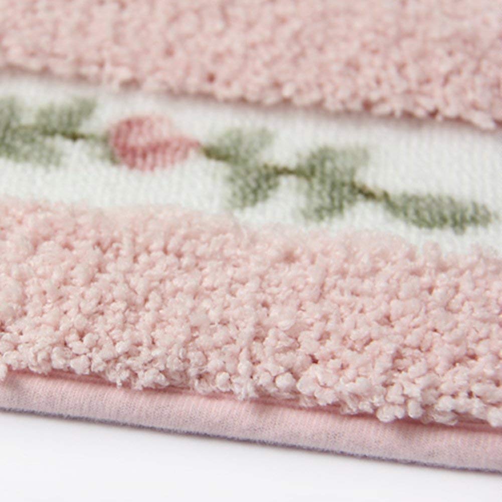 UKELER Luxury Shaggy Pink Rose Bath Rugs Washable Non-Slip Bathroom Mat for Home and Hotel  17.7''x29.5''