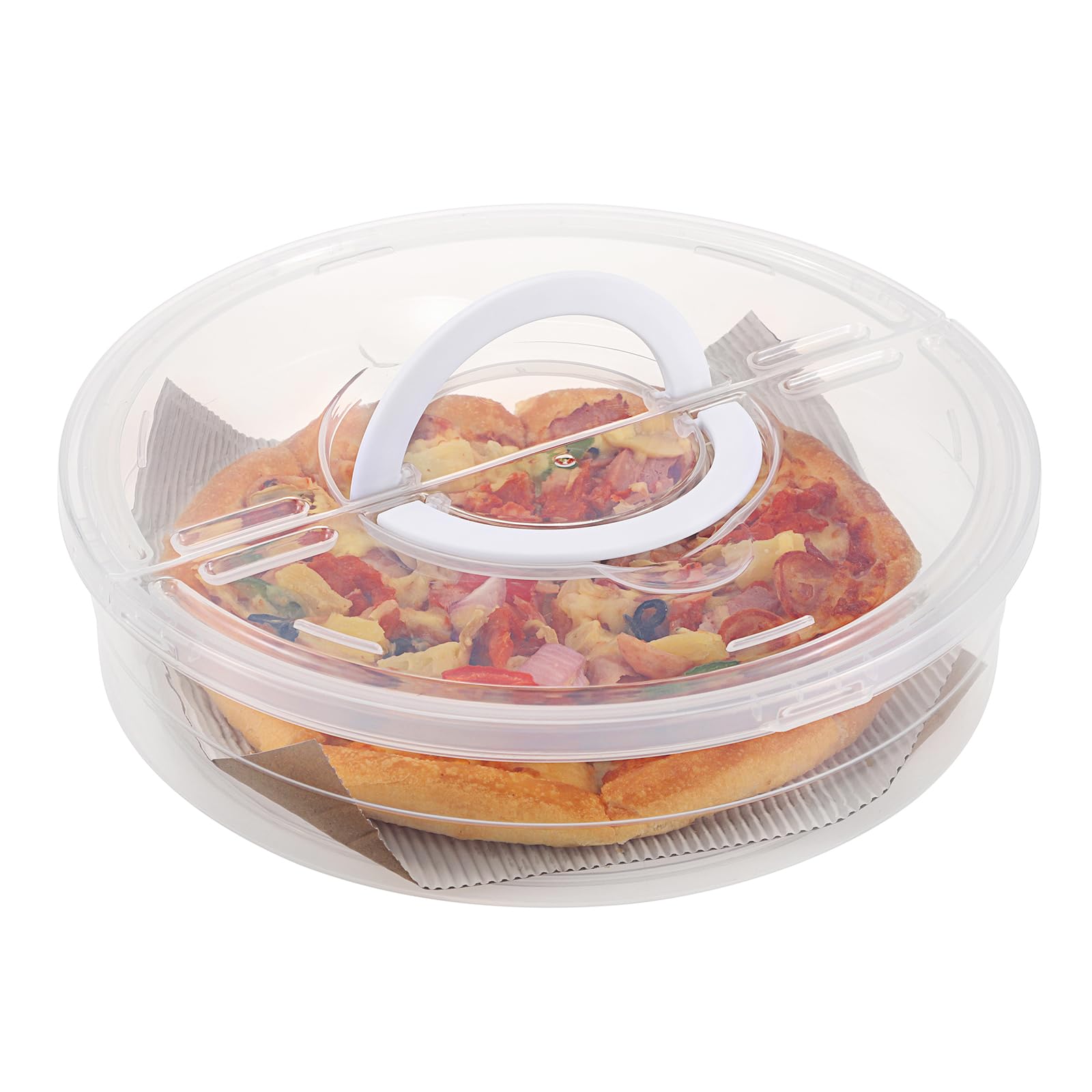 Btsky Clear Plastic Pizza Container With Lid And Handle 12 Inch Round Pie Carrier With Lid Portable Pizza Keeper Reusable Food S