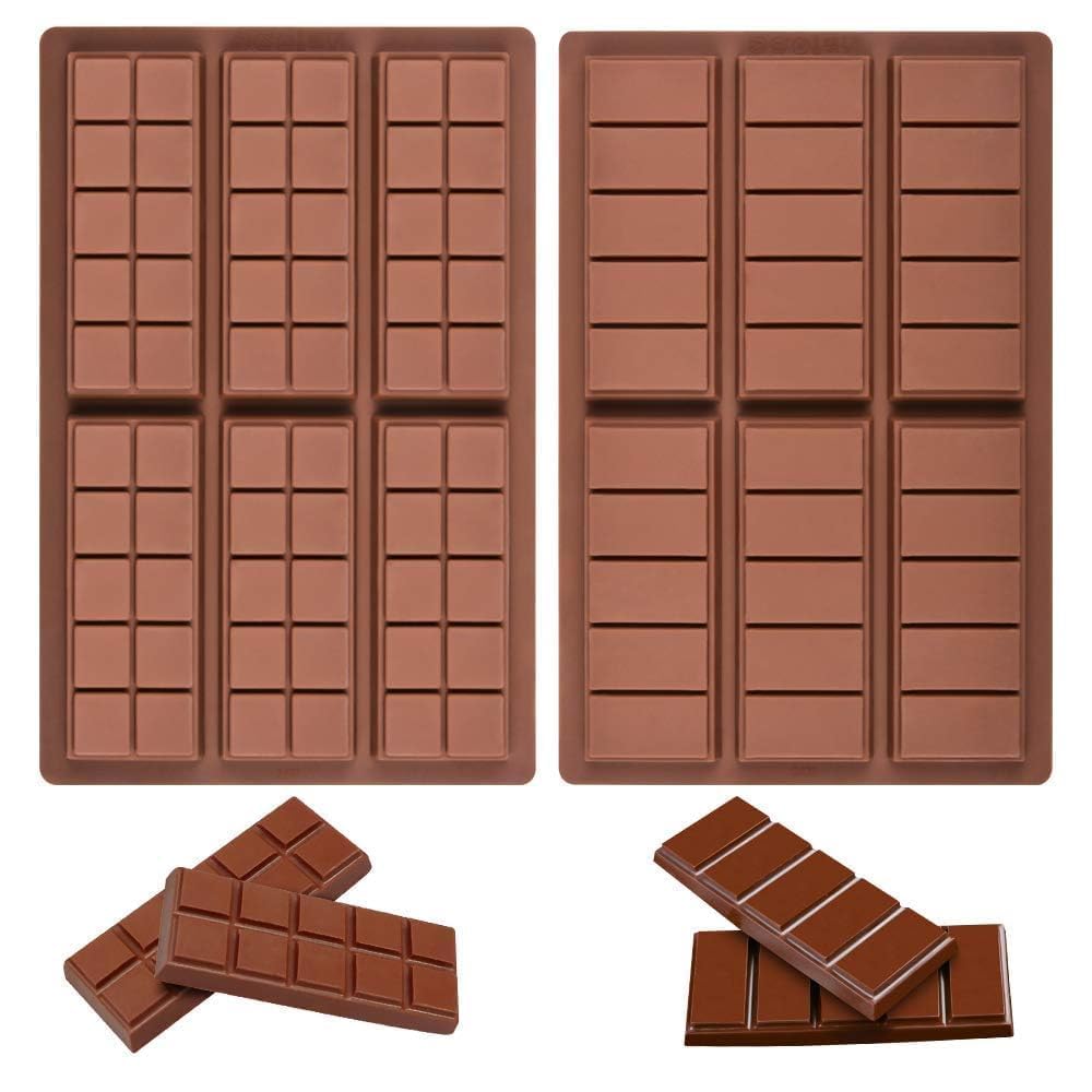 Chocolate Bar Mold, Deep Silicone Snap Chocolate Bar Molds For Stuffed Chocolate Bar, Wax Melt, Candy Bar Molds (5 Snap+10 Snap)