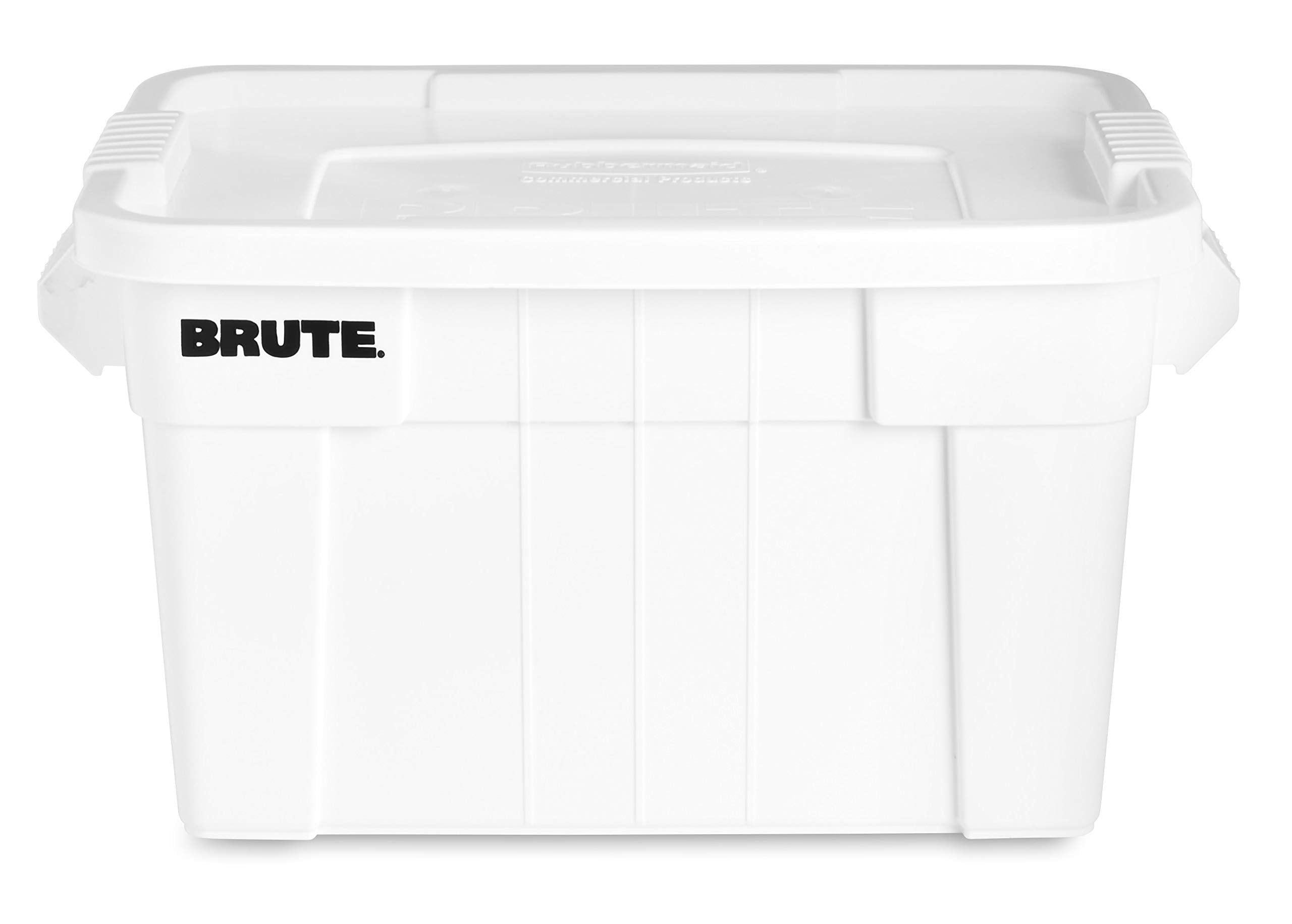 Rubbermaid Commercial Products Brute Tote Storage Container With Lid-Included, 20-Gallon, White, Reusable Boxes For Moving/Stori