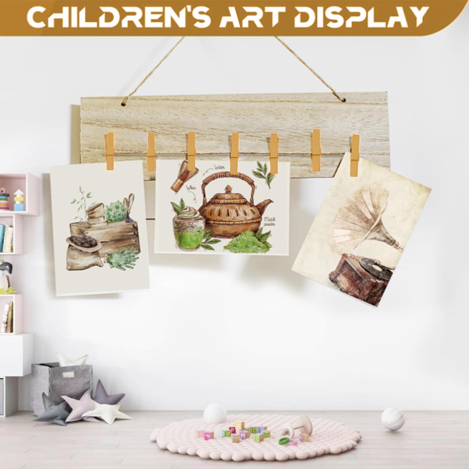 100 Pcs Colored Clothes Pins Wooden, Black Clothespins For Crafts 2.9 Inch, Clothing Pins For Hanging, Pictures, Classroom, Laun