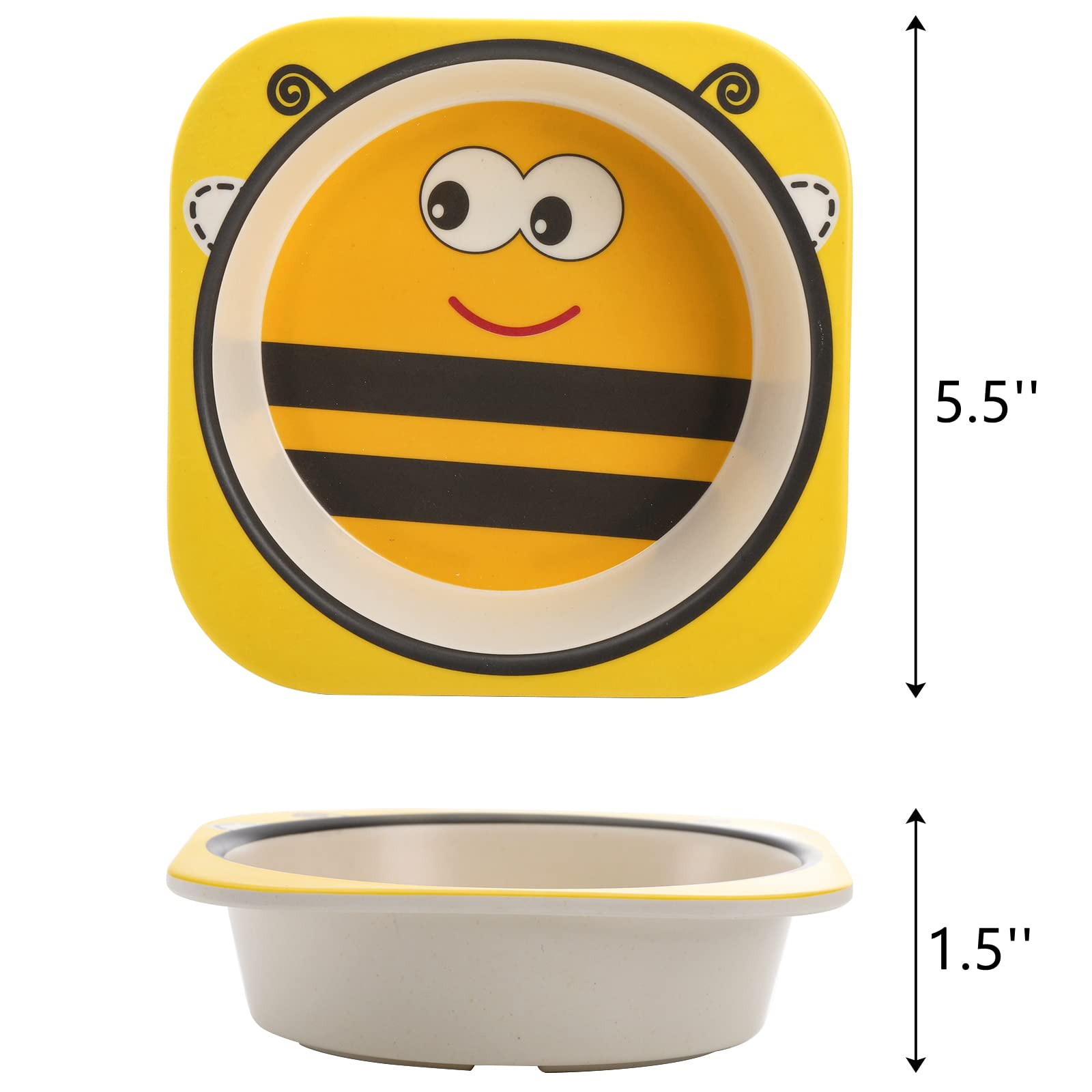 Lyellfe 6 Pack Bamboo Kids Bowls, 10 Oz Unbreakable Cute Bowls For Kids, Fun Cartoon Bowls, Kids Tableware Cereal Bowls For Soup
