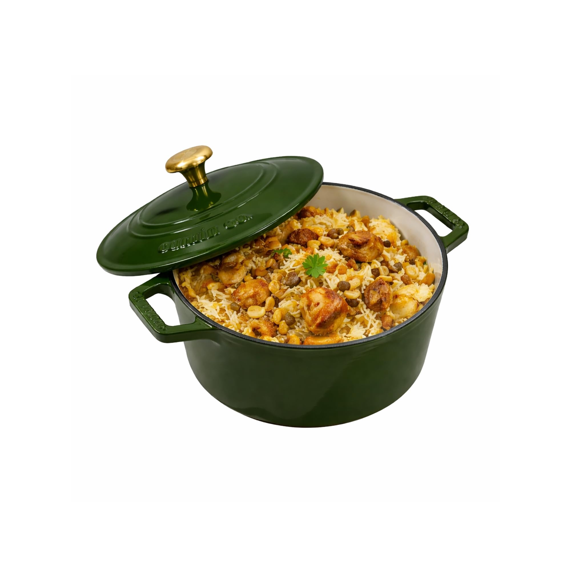 Cumin Co. Cast Iron Dutch Oven 2.5L, 20 Cm | Induction Base Cookware | 10 Years Warranty | Non Toxic Non Stick Biryani Pot With 