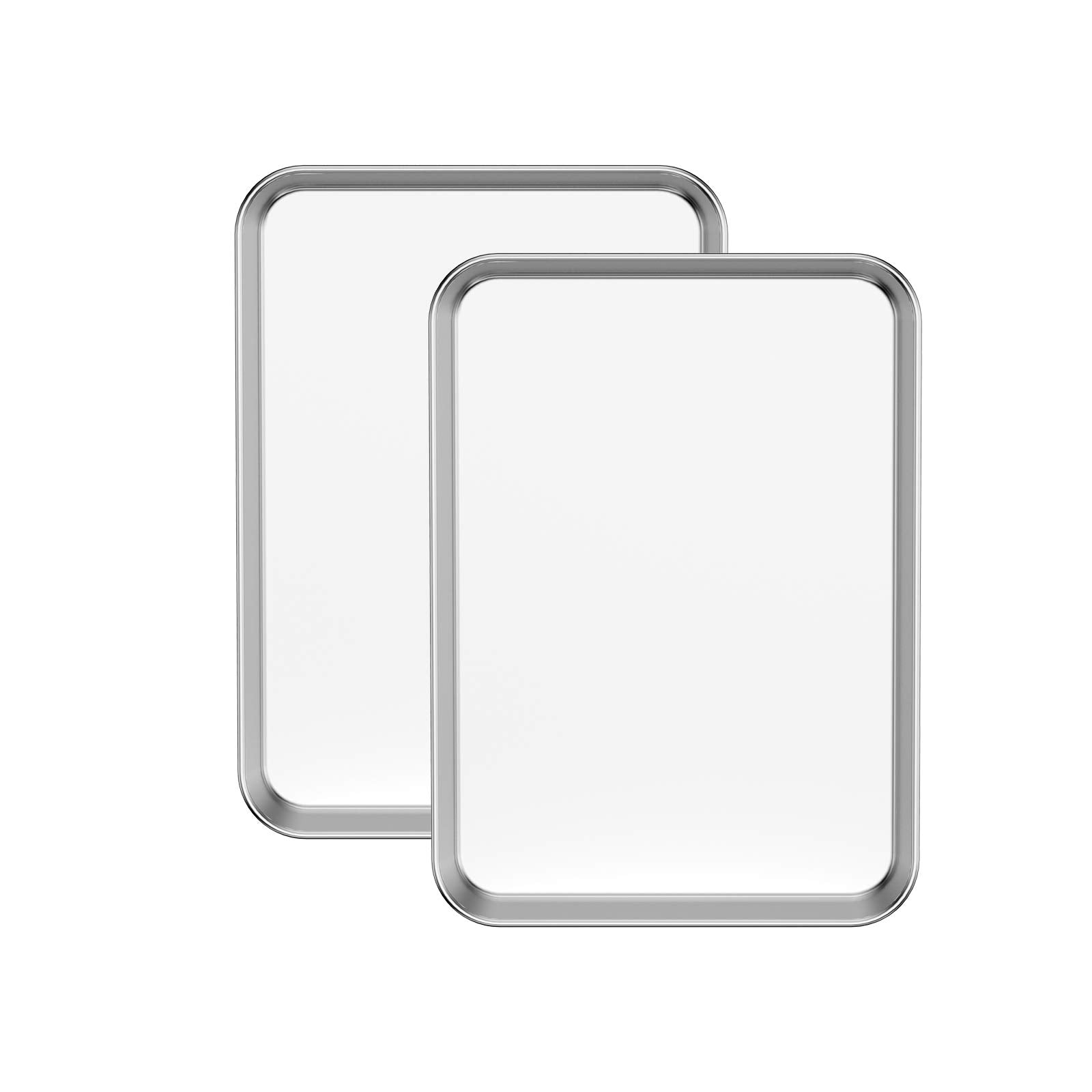 Baking Sheets Set Of 2, Bastwe Stainless Steel Baking Pan Tray Cookie Sheet, Size 10 X 8 X 1 Inch, Non Toxic  Healthy, Rust Free