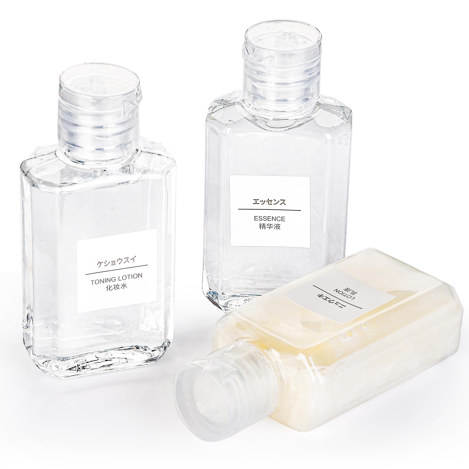 Pumtus 60 Pack Plastic Refillable Flip-Top Bottles, 2 Oz Clear Empty Travel Hand Sanitizer With Flip Cap, Portable Small Liquid