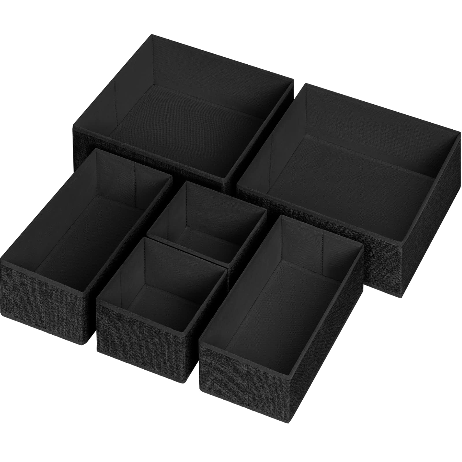 Criusia 6 Pack Clothes Drawer Organizer Dividers, Fabric Foldable Closet Dresser Drawer Organizer for Clothing, Bra Sock Underwe