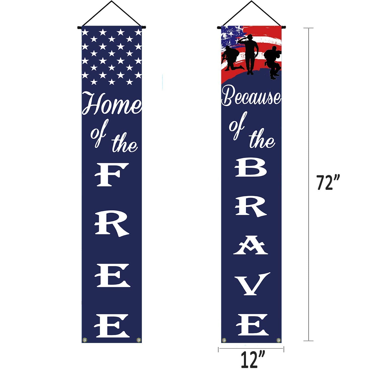 American Flag Patriotic Soldier Porch Sign Banners,Patriotic Decoration For Memorial Day-4Th Of July Decor Hanging,Independence
