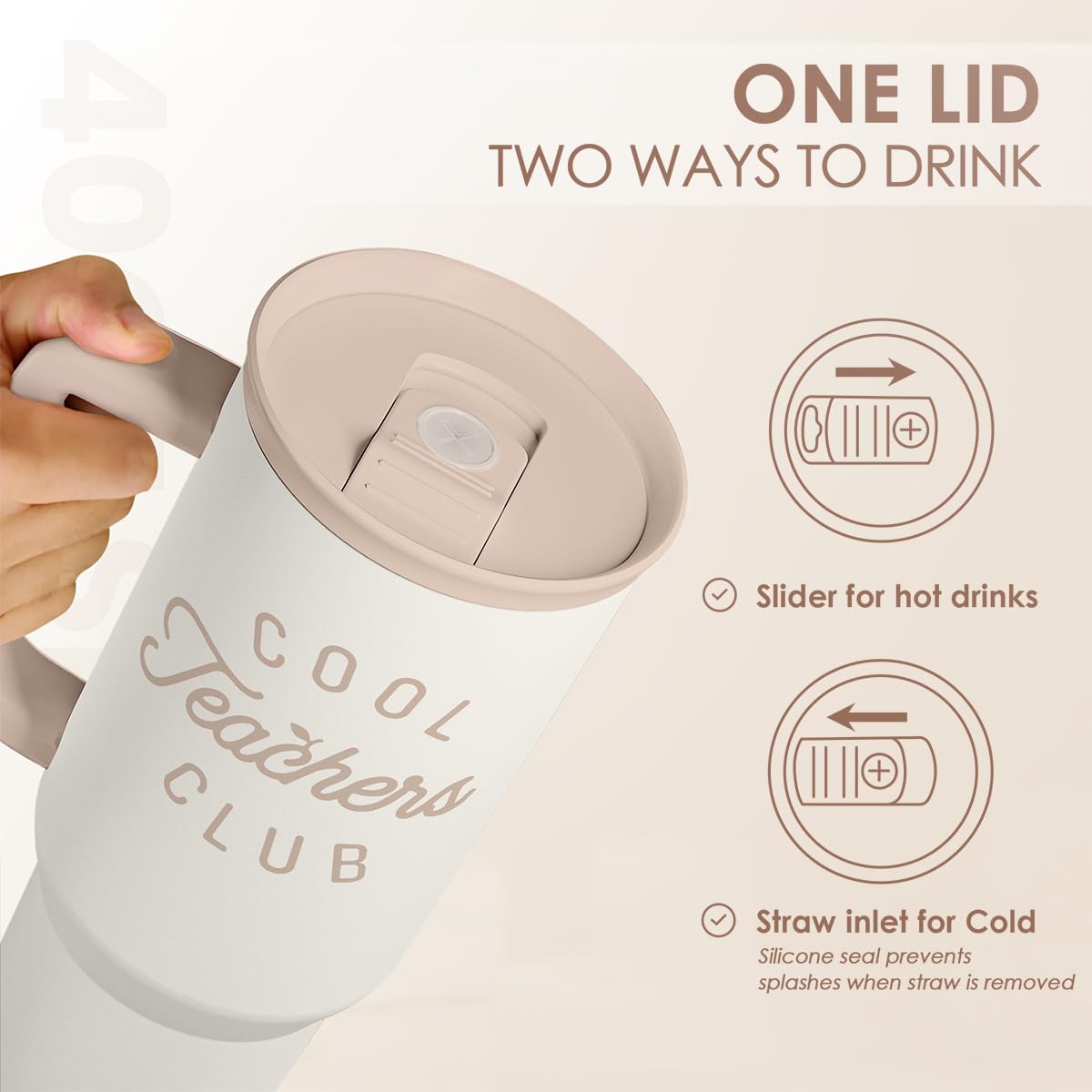 Teacher Appreciation Gift for Women - Stainless Steel Insulated Tumbler with Handle - Teachers Travel Coffee Mug Cup for Women B