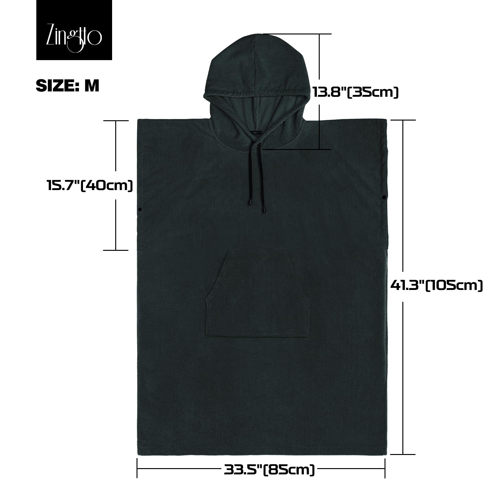 Zingtto Surf Poncho Changing Robe Extra Large Thick Towel Poncho For Men Women With Hood Pocket For Beach Swimming, 41''X33'', B