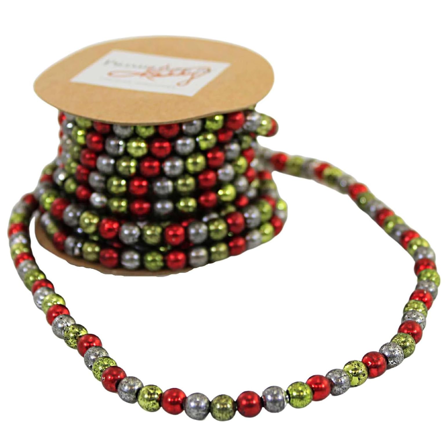 Primitives By Kathy 6' Mini Green and Red Beaded Christmas Tree Garland 21843