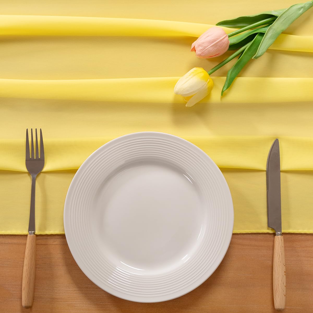 Socomi Yellow Chiffon Table Runner Fall Thanksgiving Boho Rustic 14ft 29x170 Inches Wedding Runner Sheer Romantic Bridal Shower