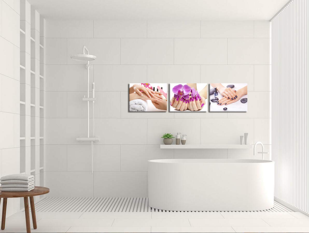 Homeoart Nail Room Decor Manicure Canvas Wall Art Fashion Woman Makeup Room Wall Decor Nail Salon Decoration Spa Room Decor Fram