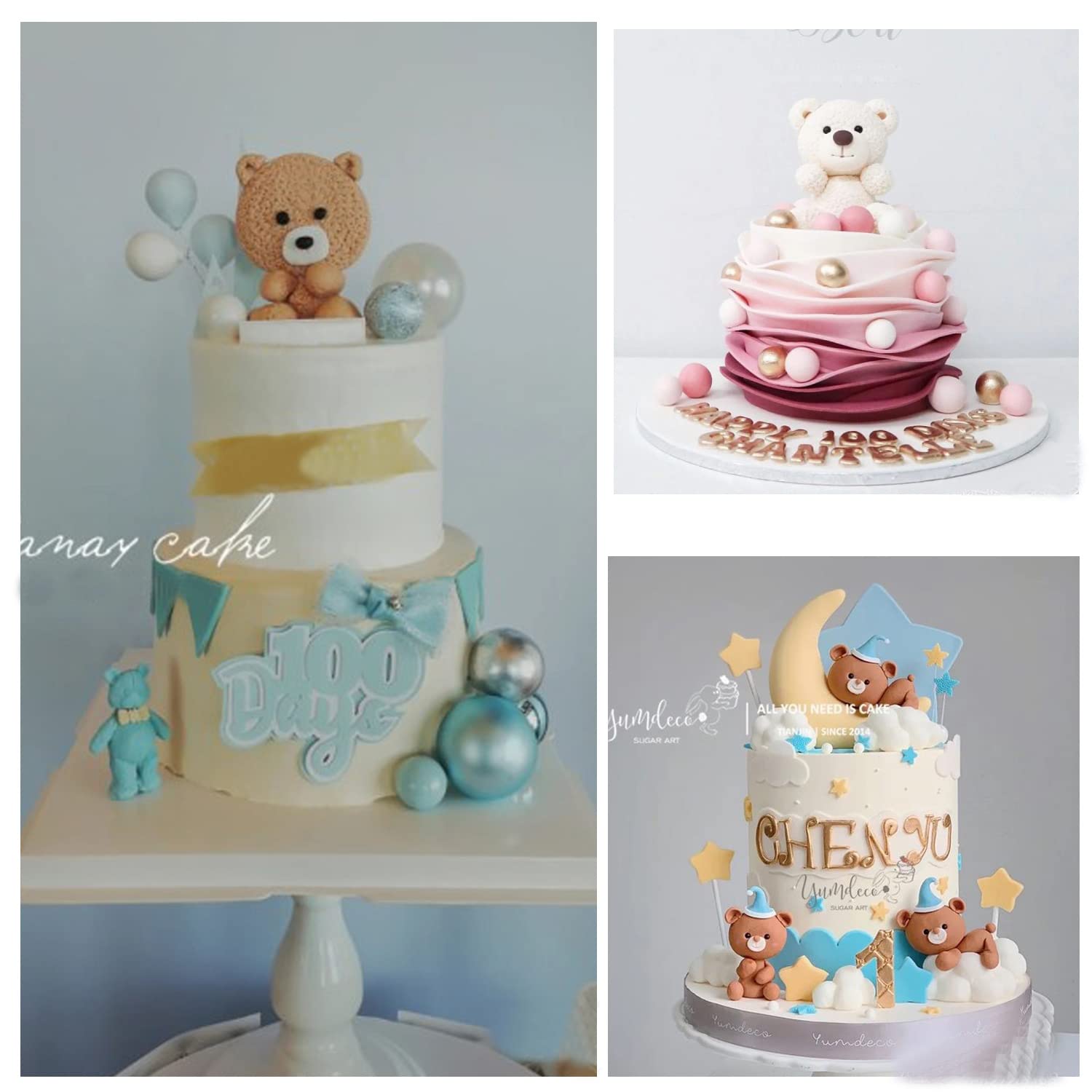 Zixiang Teddy Bear Silicone Fondant Mold Moon Bear Chocolate Molds For Cake Decoration Sugar Craft Candy Soap Candle Gum Paste S