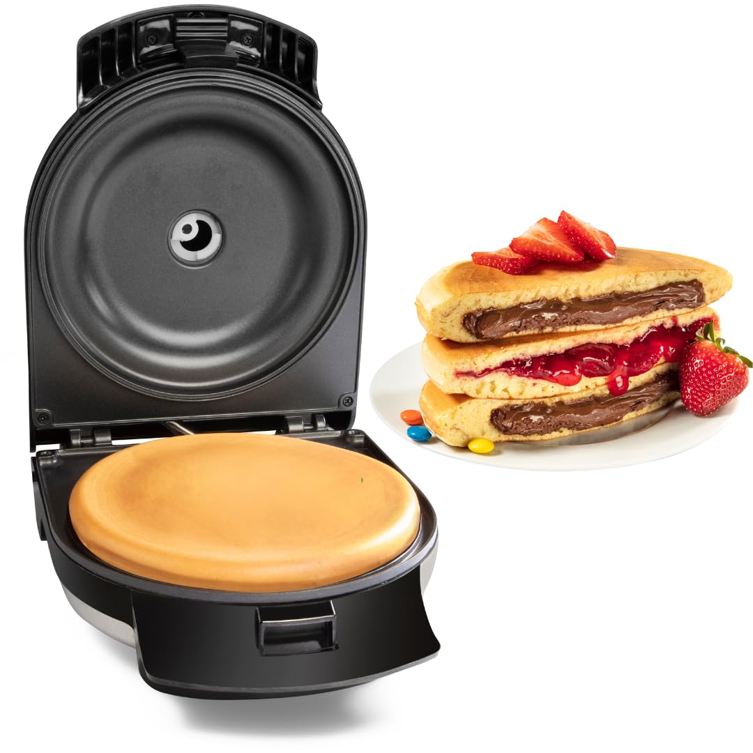 Electric Stuffed Pancake Maker- Make a GIANT Stuffed Waffle or Pan Cake in Minutes - Add Fillings for Delicious Breakfast or Des