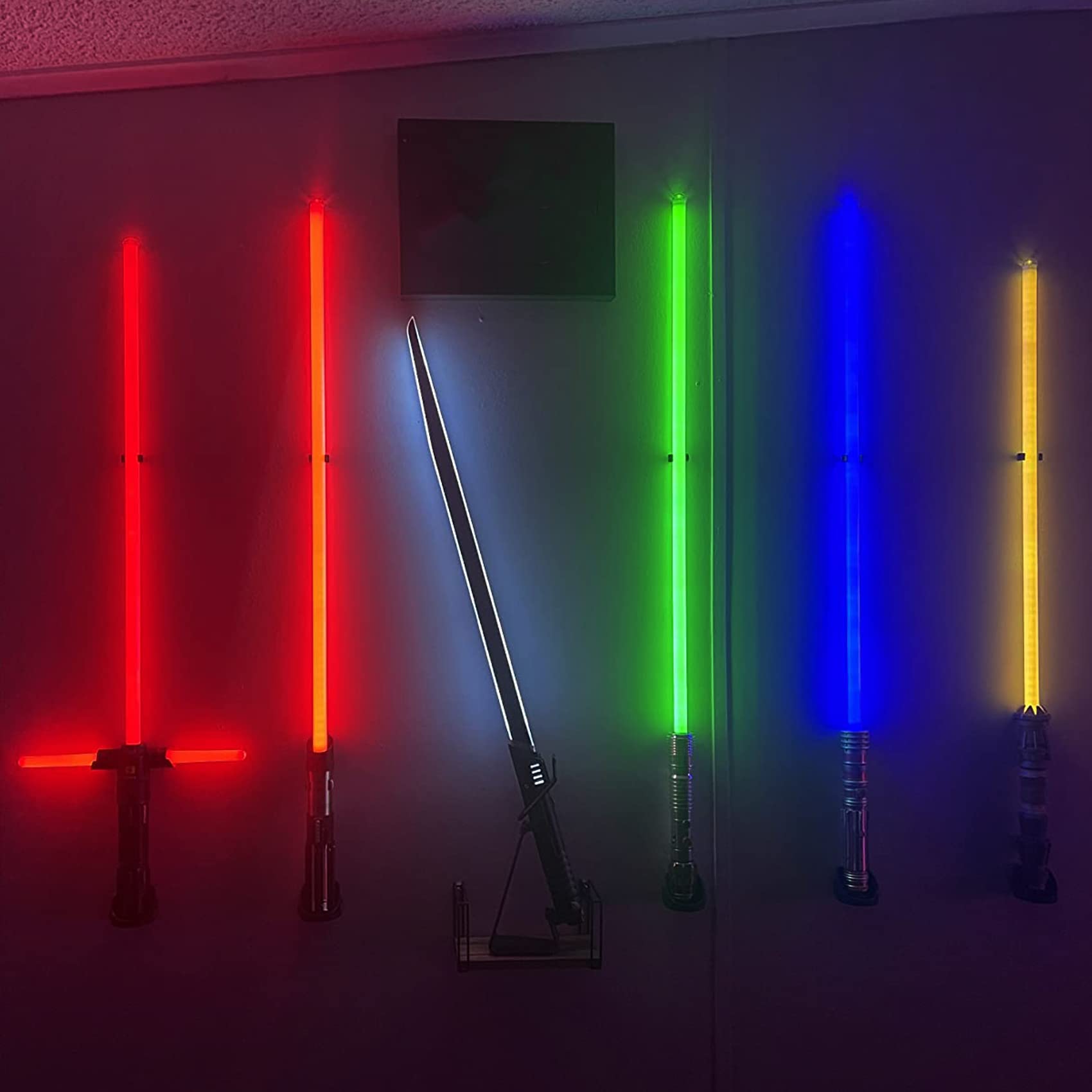 Lekusha Vertical Lightsaber Holder Wall Mount Display Light Saber Rack Hook Stand, Compatible For Any Lightsabers, Black Pack Of