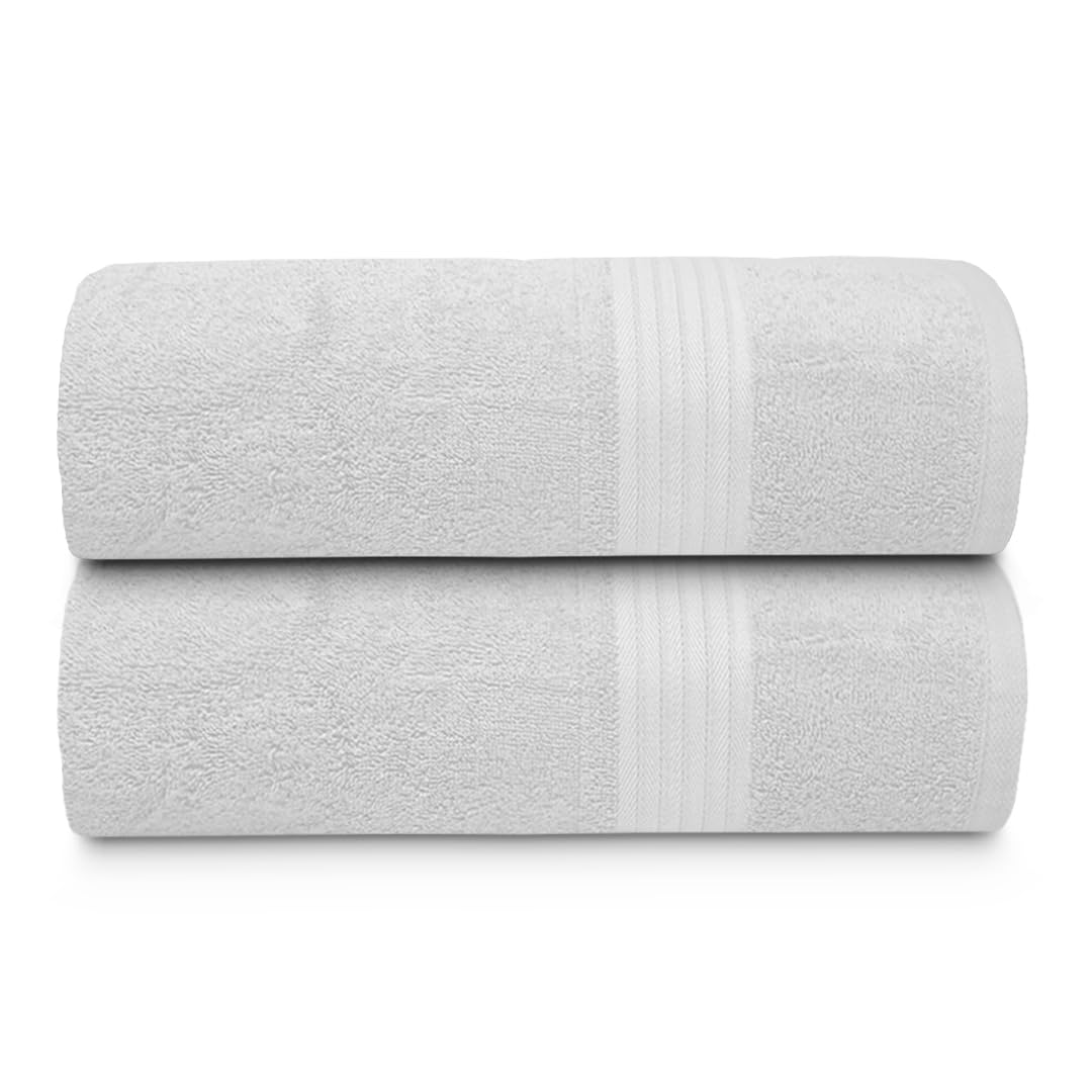 Textila 100% Cotton Bath Sheet Towels - Jumbo Size 35X70 Inches, Ultra Soft And Absorbent, (2 Pack - White) Luxury Oversized Tow