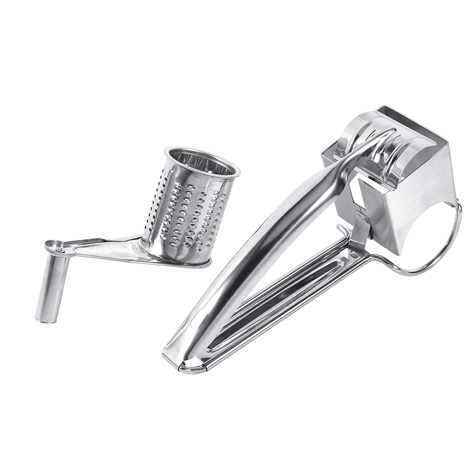Yosoo Health Gear Handheld Rotary Cheese Grater - Stainless Steel Kitchen Grater for Cheese, Vegetables, Fruits, Nuts - Silver