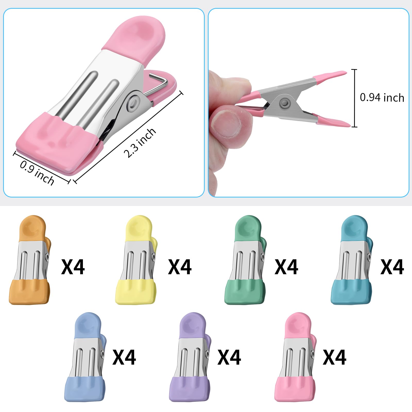 Tinfol Clothes Pins, 28 Pack Clothes Pins For Hanging Clothes, Colored Chip Clips, Clothes Pins Heavy Duty Outdoor, Stainless St