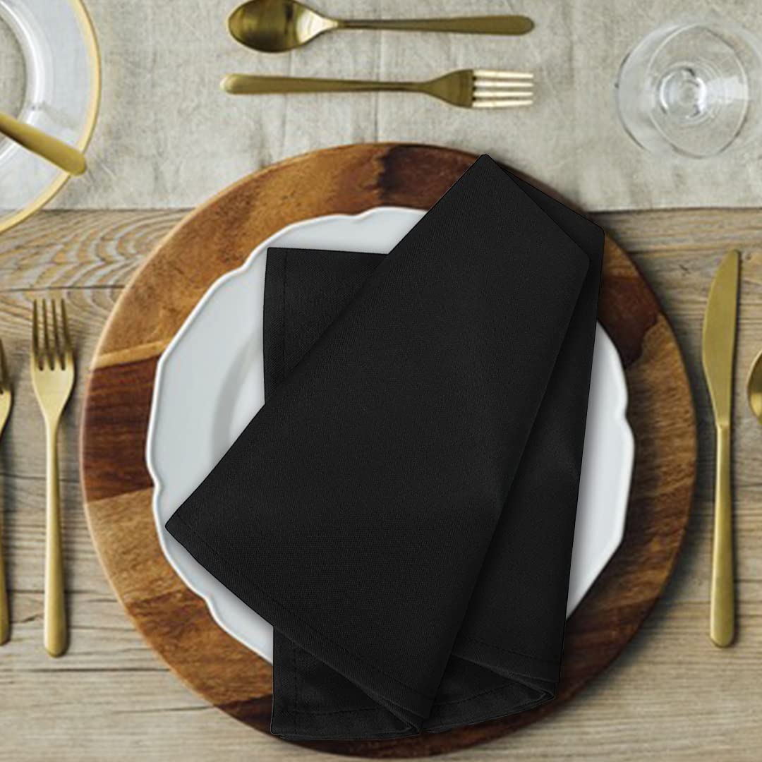Avalon Kitchen Cloth Napkins Pack Of 24 - Black Napkin 17X17 Inches Linen Napkins - 100% Polyester Dinner Napkins Durable, Soft