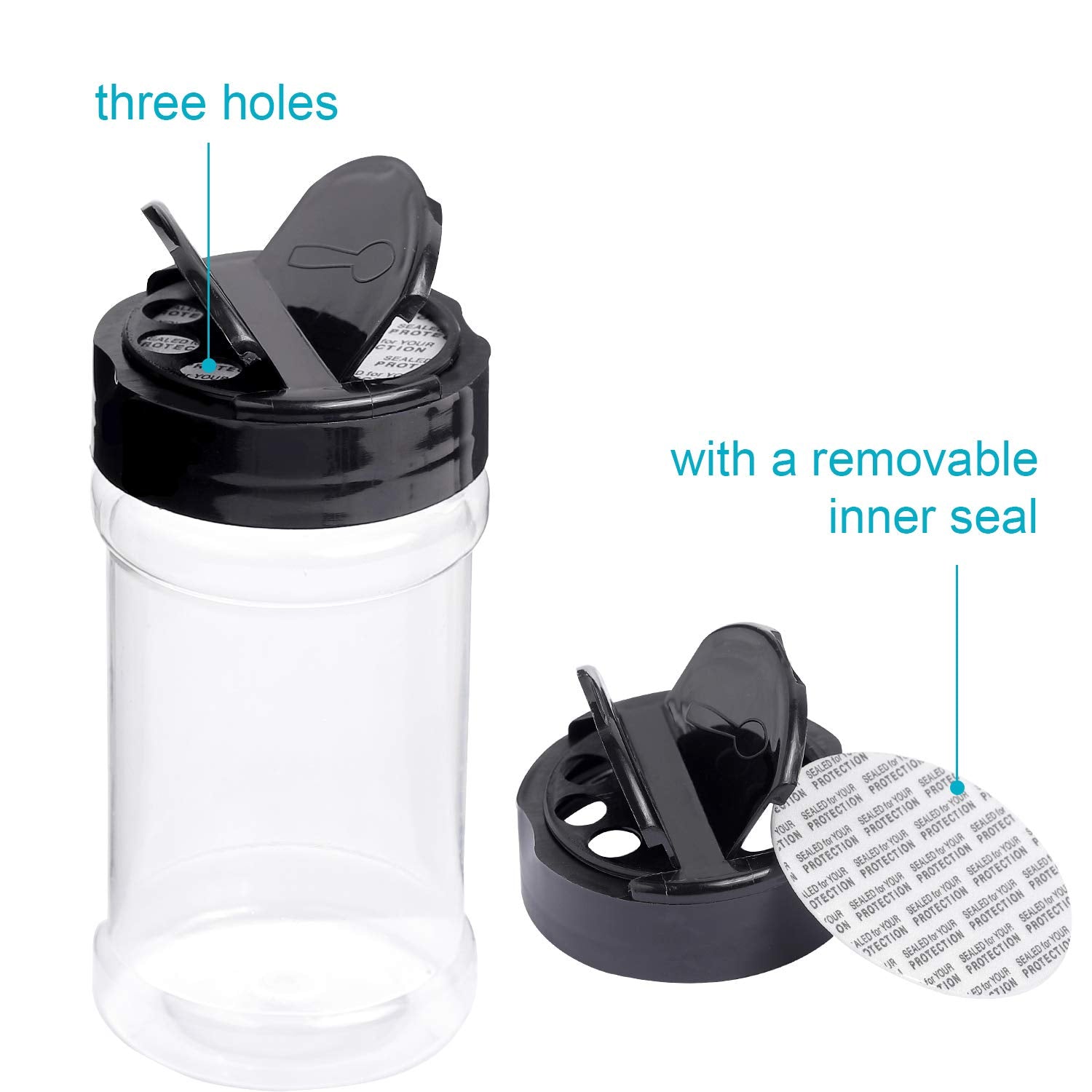 Spice Bottles, Dabacc 20Pcs 7Oz Clear Plastic Container Jars With Lids Labels For Kitchen Storing Spice Powders Dry Goods Peanut