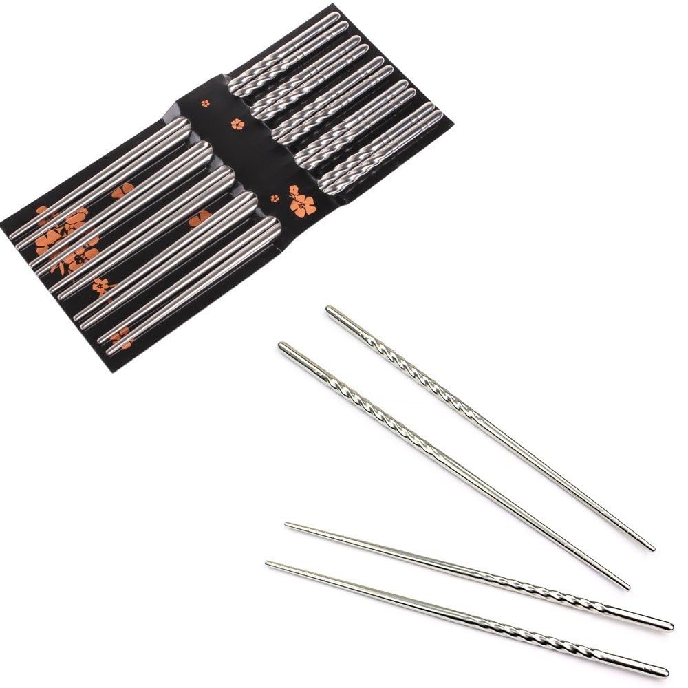 New Star International 901013 Stainless Steel Spiral Chopstick  5 Pairs