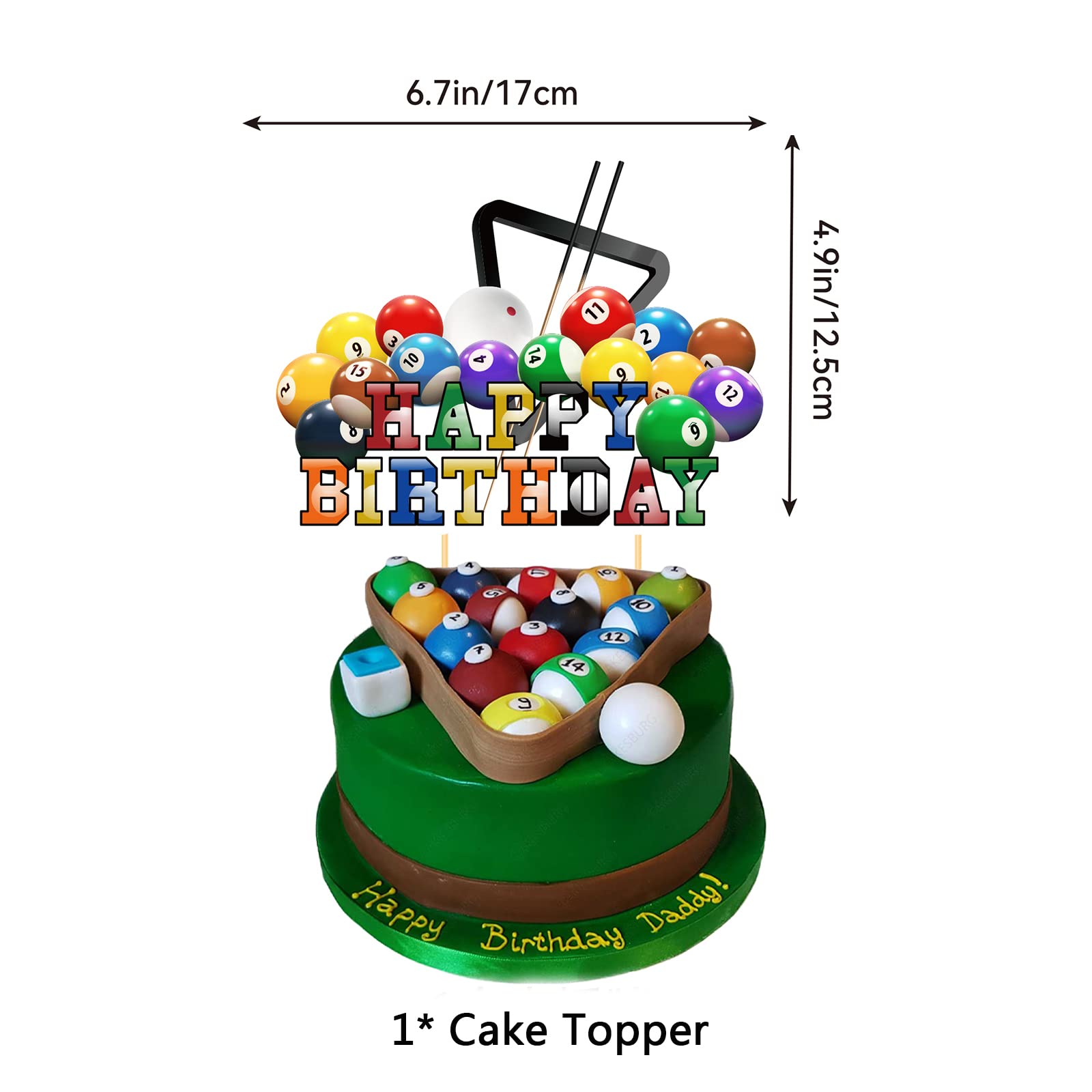 Billiards Party Decorations Billiards Birthday Party Supplies Includes Billiards Happy Birthday Banner, Cake Topper, Cupcake Top