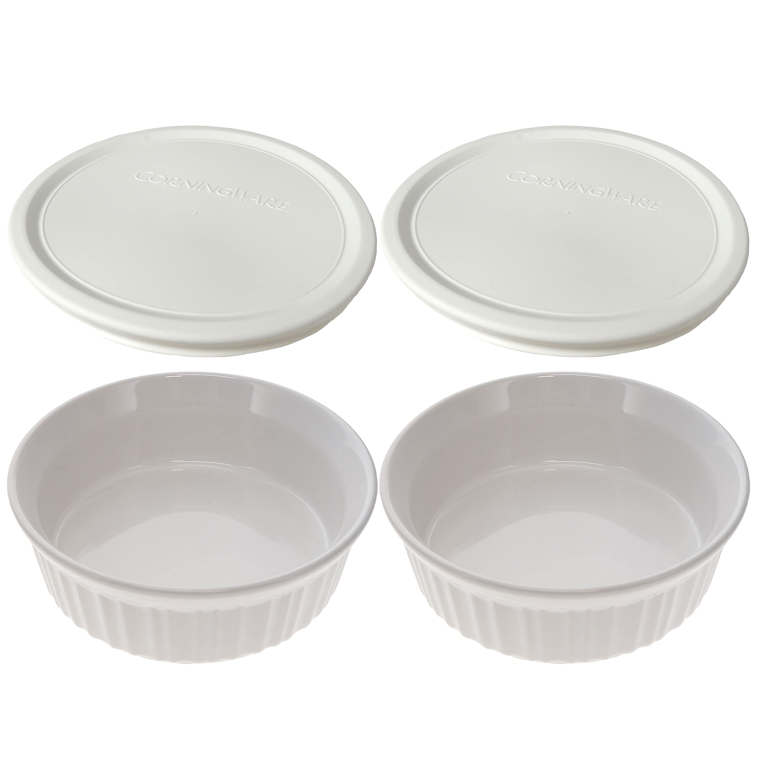 CorningWare 24oz French White Casserole Dishes & F24 Lids (2Pack)