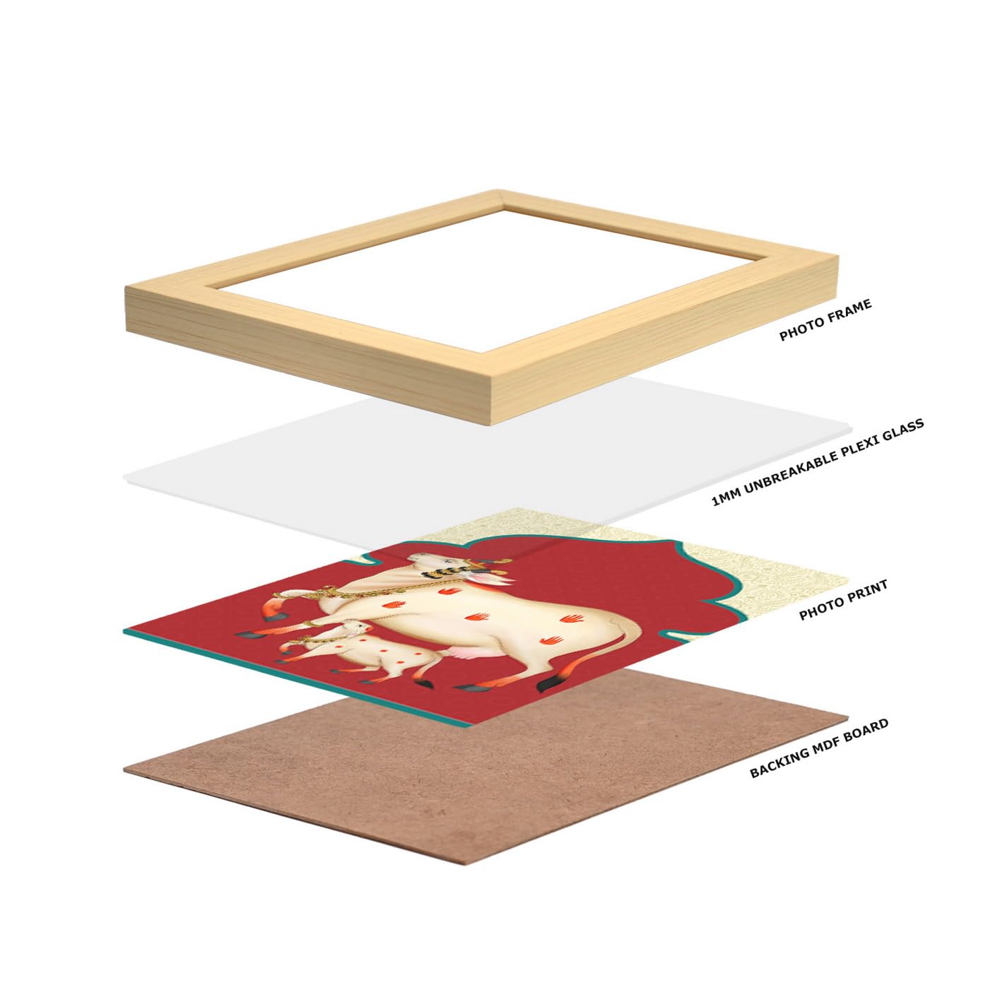 The Fine Framer Pichwai Cow Painting, Elegant Wall Art, Perfect Wall Painting For Living Room & Home Decor, Table Top Photo Fram