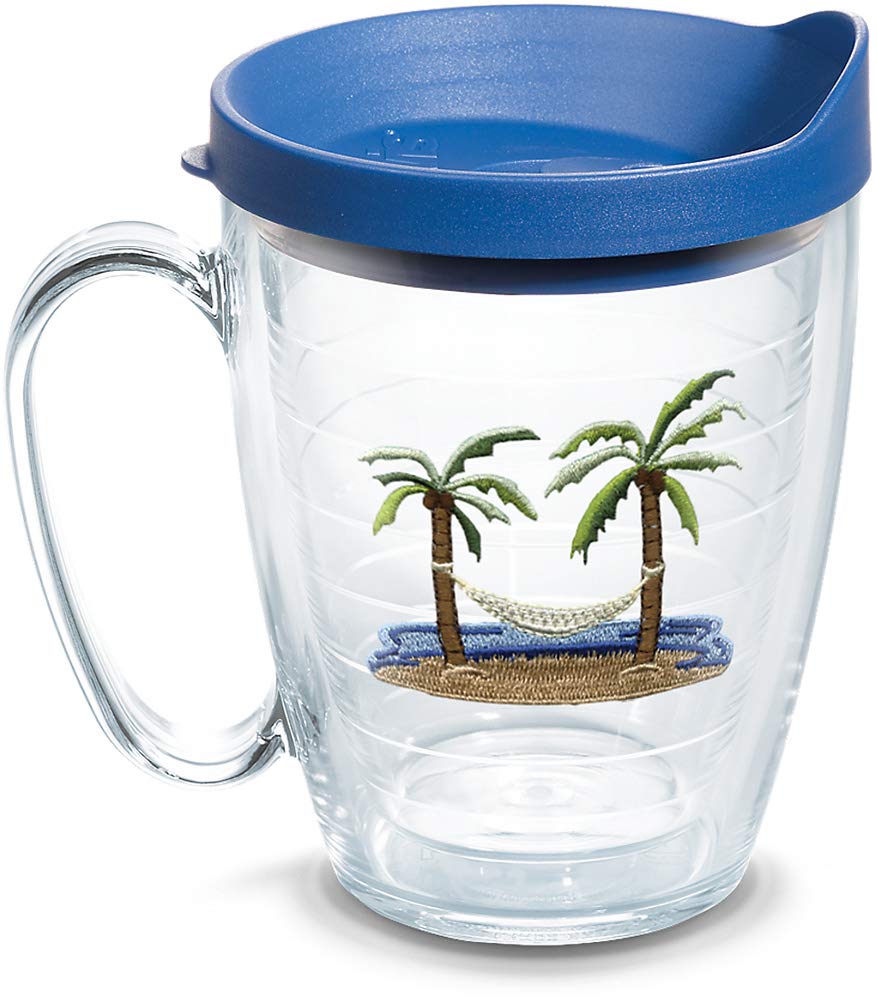 Tervis Palm Tree & Hammock Scene Made in USA Double Walled Insulated Tumbler Travel Cup Keeps Drinks Cold & Hot, 16oz Mug, Lidde