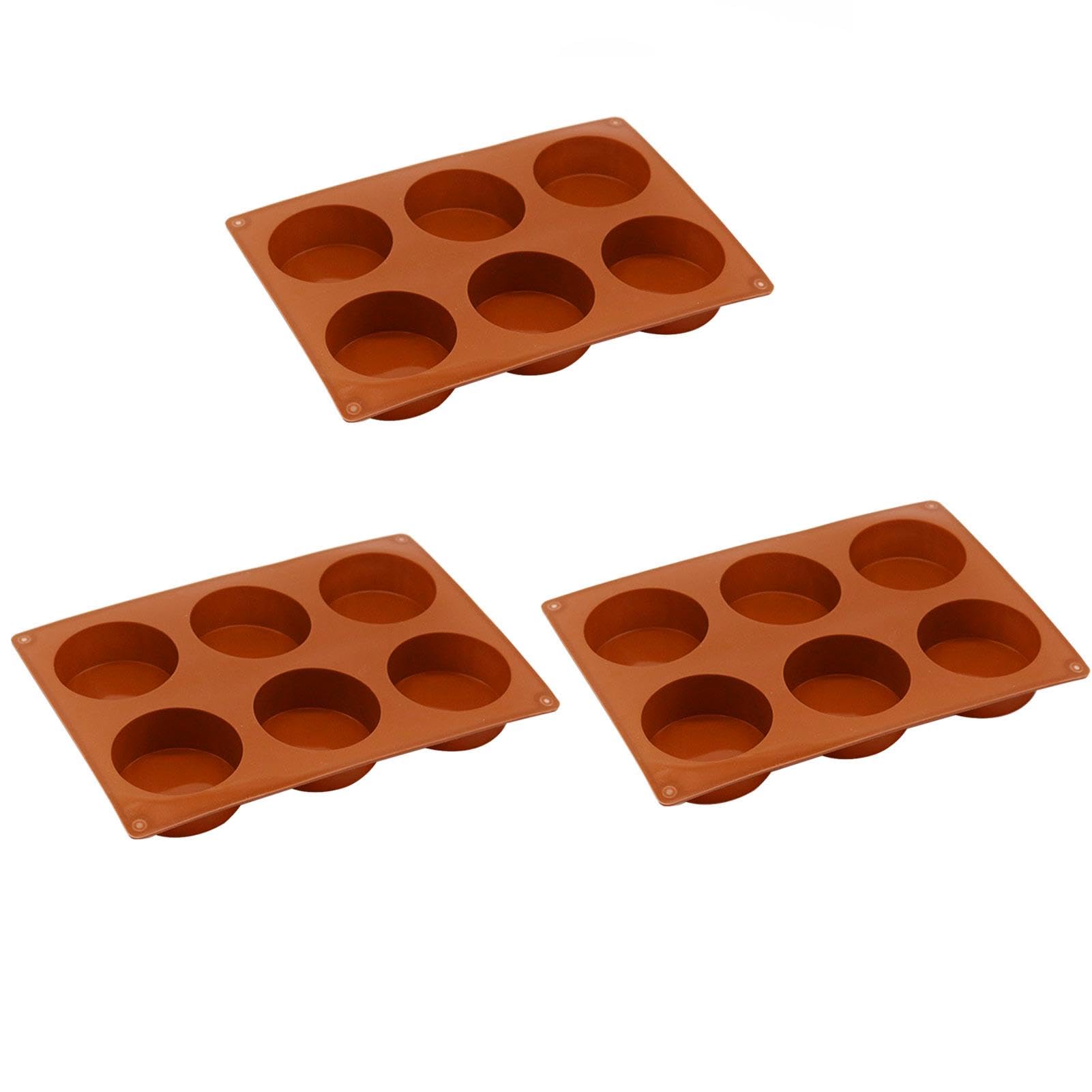 3pcs Round Chocolate Cookie Mol-ds, 6-Cavity Cylinder Candy Mol-d, No-n-Stick Silicone Cake Baking Moulds for Chocolate, Jelly, 