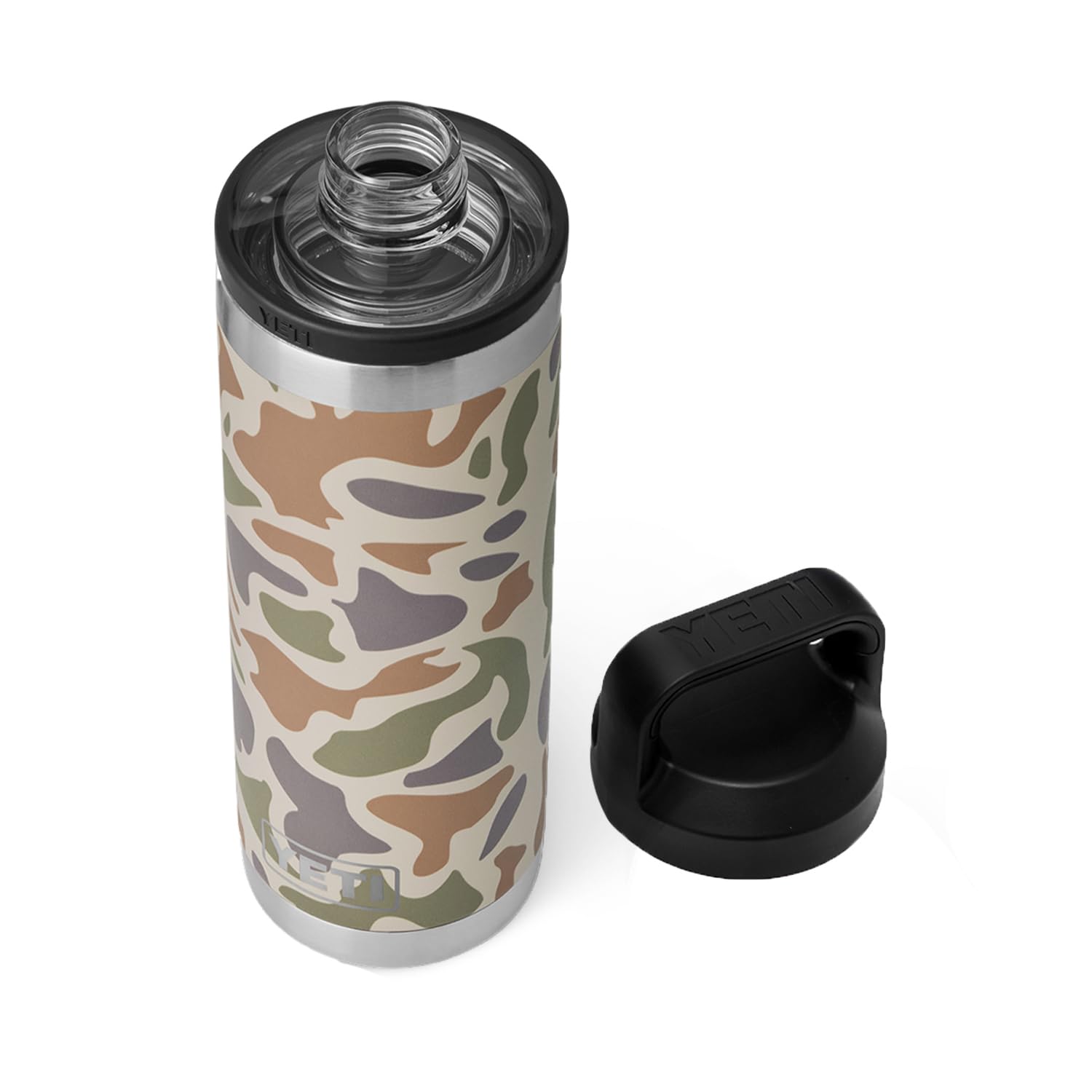 YETI Rambler 18 oz Bottle, Leakproof, Vacuum Insulated, Stainless Steel with Chug Cap, Tan Camo