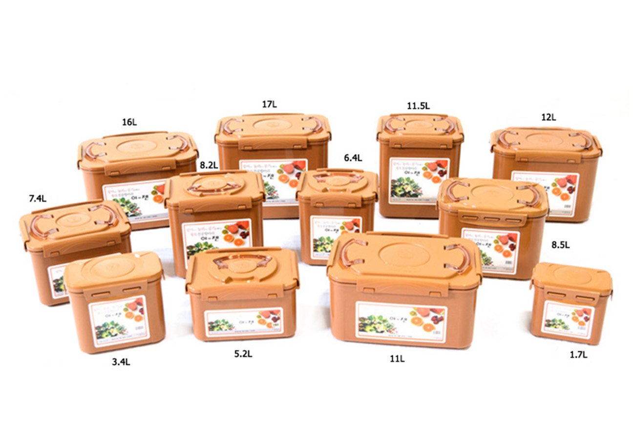 E-Jen Premium Kimchi, Sauerkraut Container Probiotic Fermentation With Inner Vacuum Lid (Earthenware Brown, 1.9 Gal/ 7.4L)