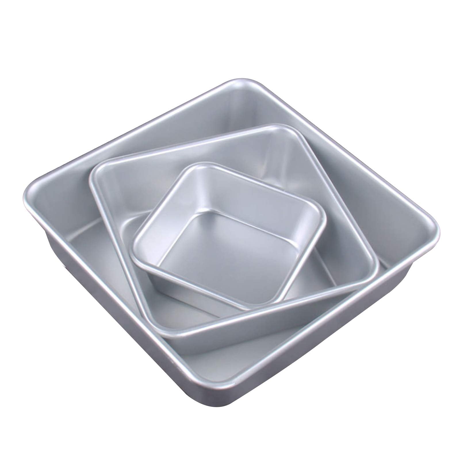 Ugyduky Set Of 3 Anodized Aluminum 3-Tiered Even Square Cake Pan Set, Multilayer Wedding Birthday Anniversary Baking Cake Tins 4