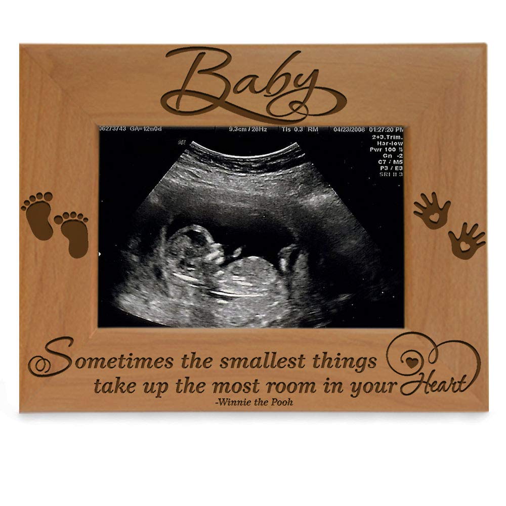 KATE POSH Baby Engraved Wood Picture Frame - Sometimes The Smallest Things take up The Most Room in Your Heart - Winnie The Pooh