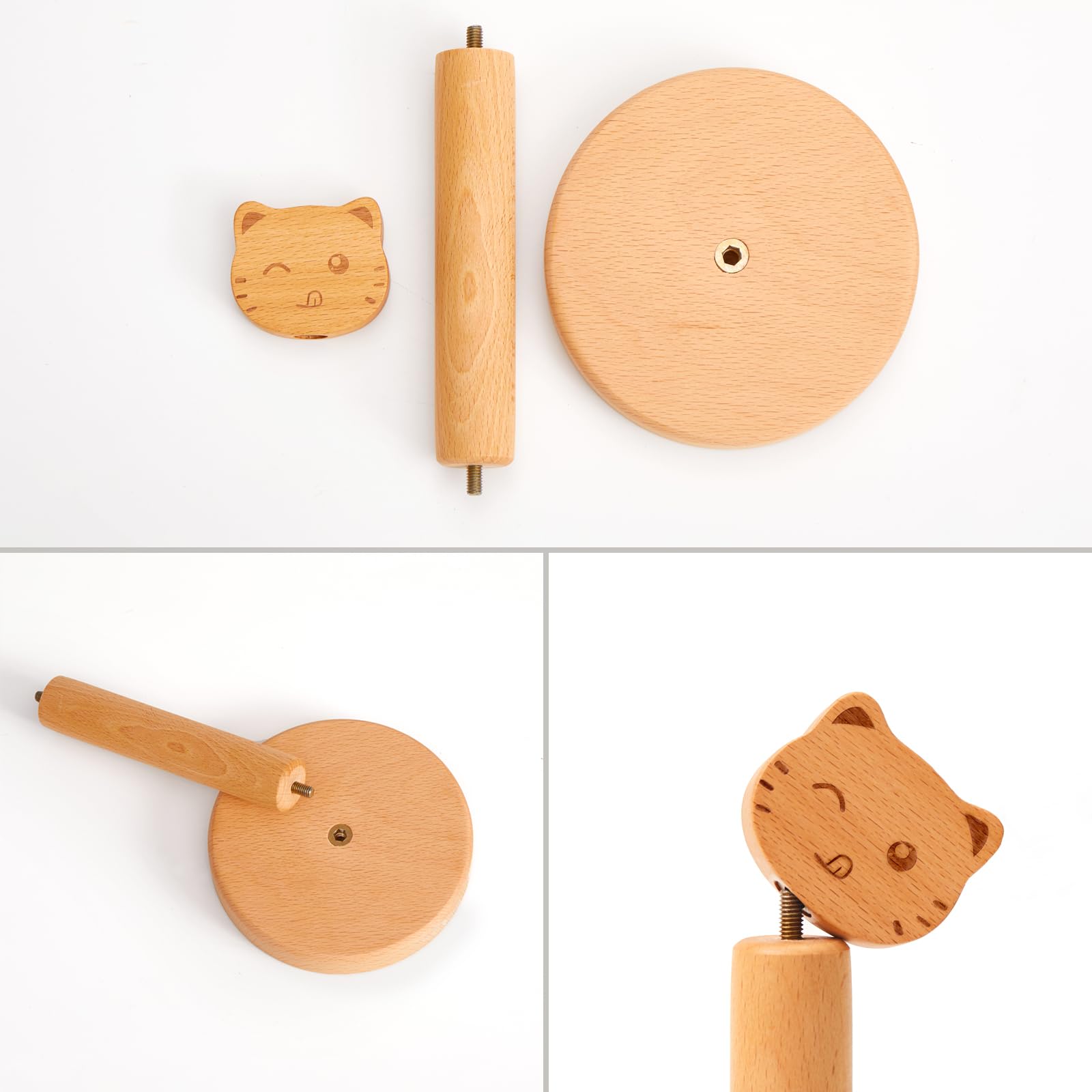 Vinoil Toilet Paper Holder Stand, Cute Cat Design Wooden Toilet Paper Holder Free Standing, Decorative Toilet Roll Holder, Scrun