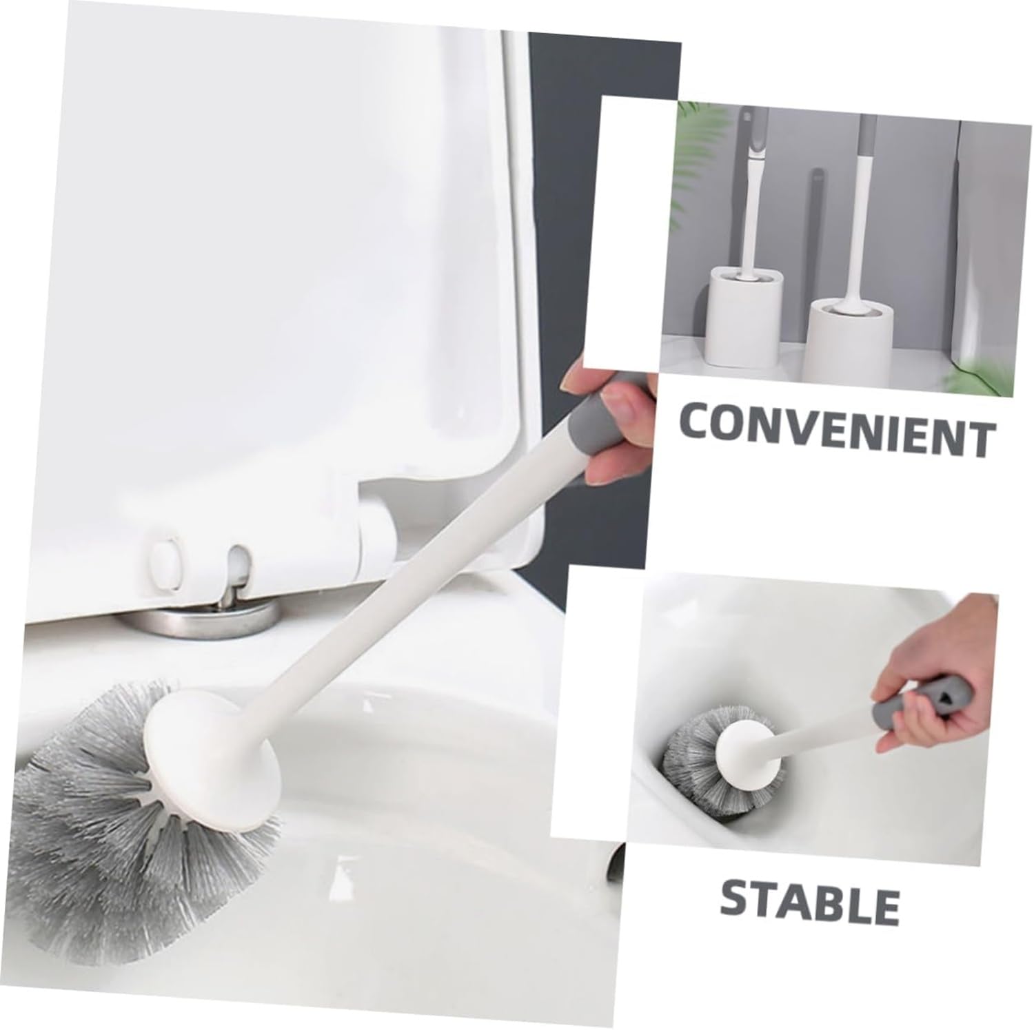 Toilet Cleaning Brush And Holder Set Free Stand Long Handle Bathroom Sleek Toilet Bowl Cleaner Brush With Stand, Pot Commode Bat